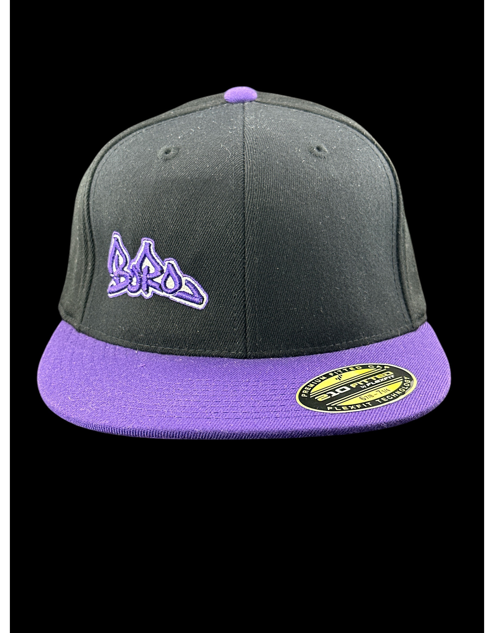 Borosyndicate Boro Black hat with Purple Brim And thread 210 Fitted 6 7/8 - 7 1/4