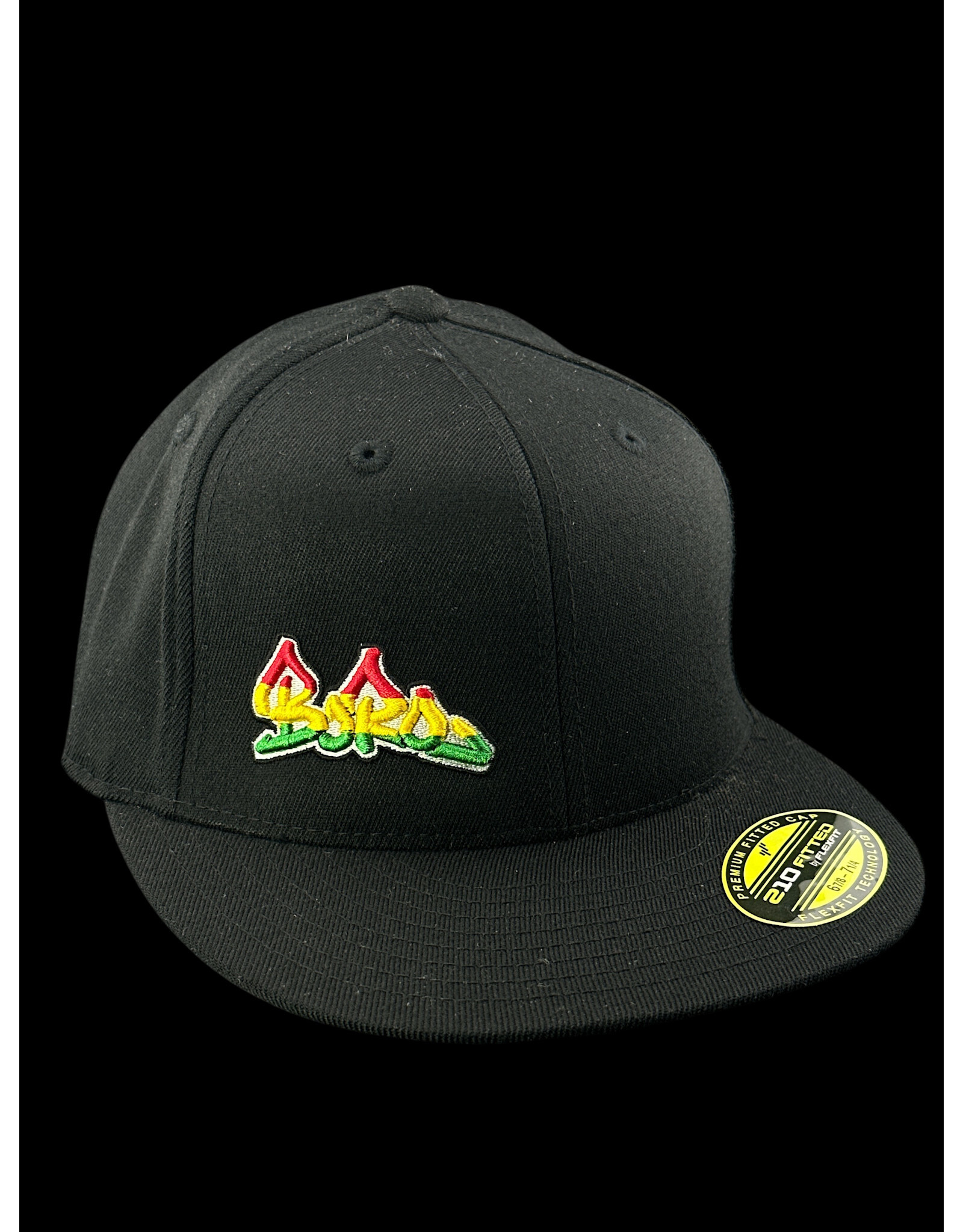 Borosyndicate Boro Black hat with rasta thread 210 fitted  6 7/8  - 7 1/4