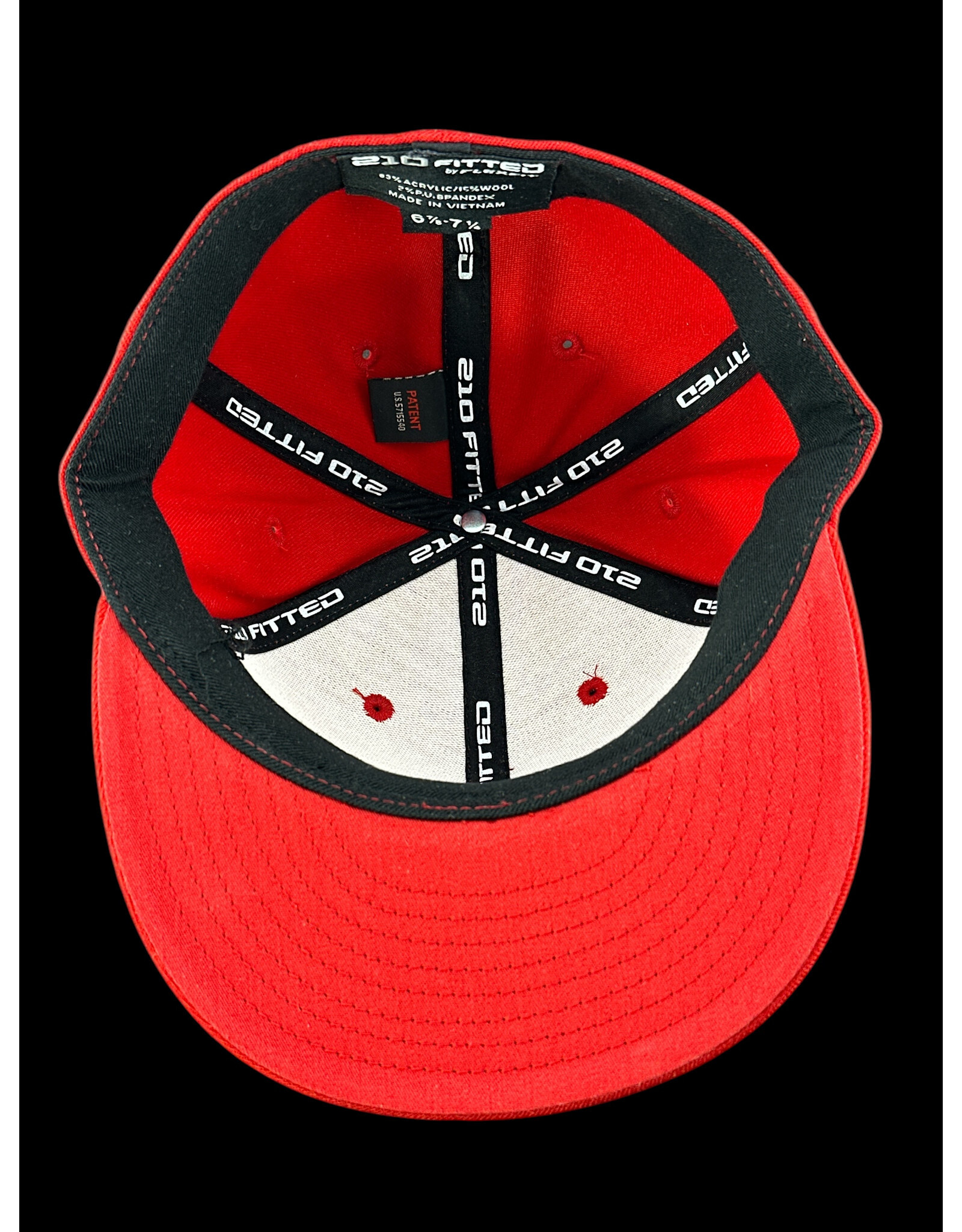 Borosyndicate Boro Red hat with black thread 210 fitted 6 7/8 - 7 1/4