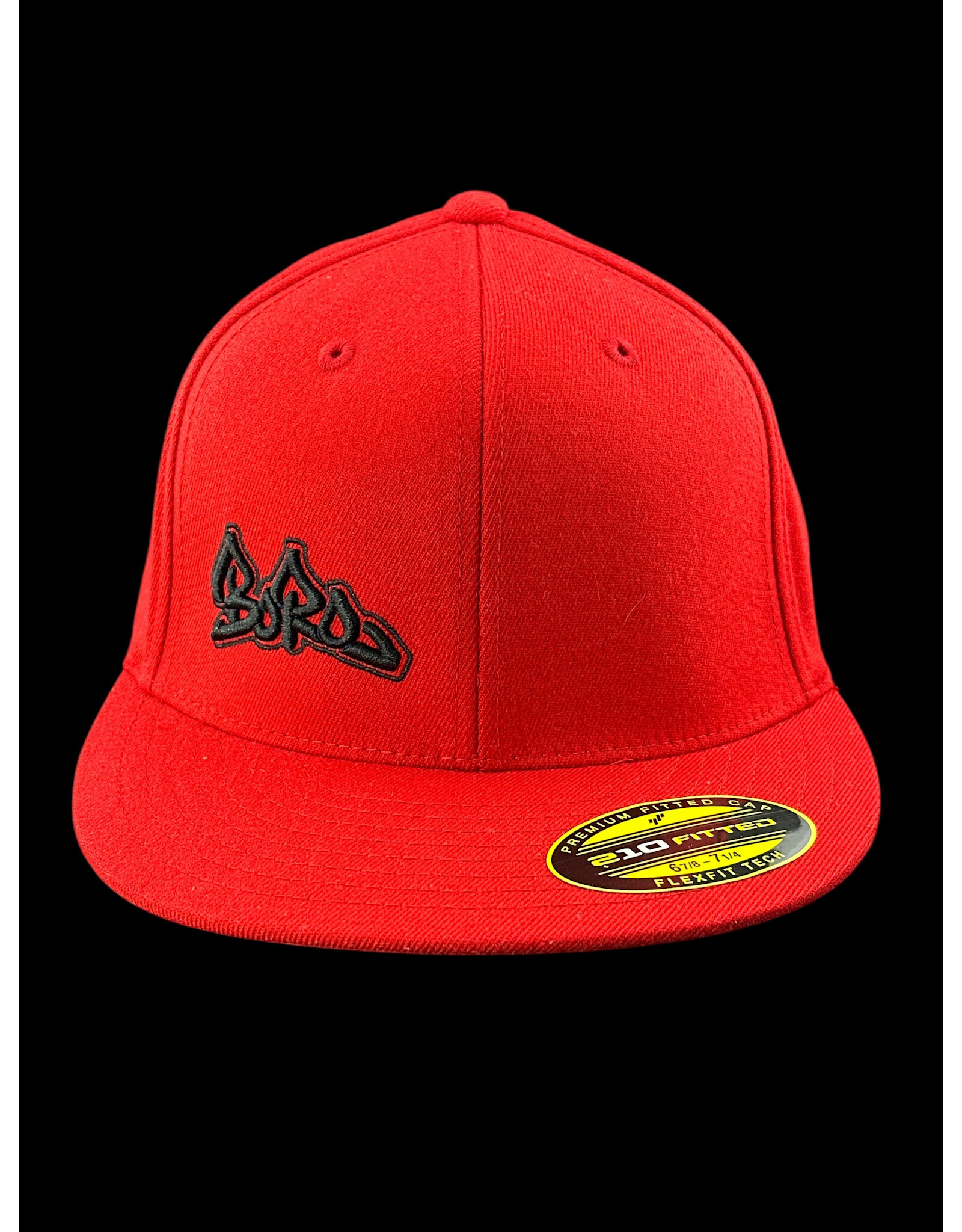 Borosyndicate Boro Red hat with black thread 210 fitted 6 7/8 - 7 1/4