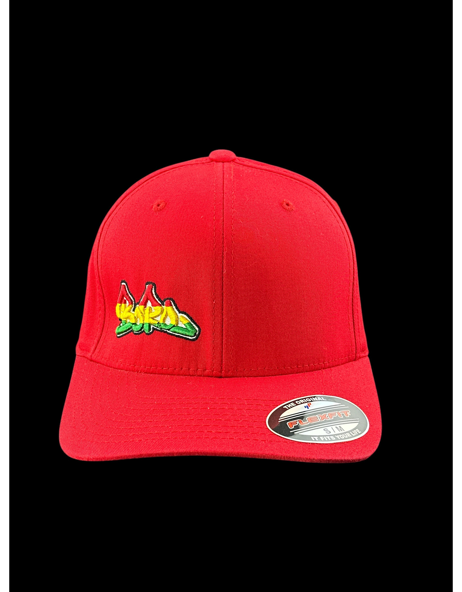 Borosyndicate Boro Red hat with rasta thread flexfit S / M