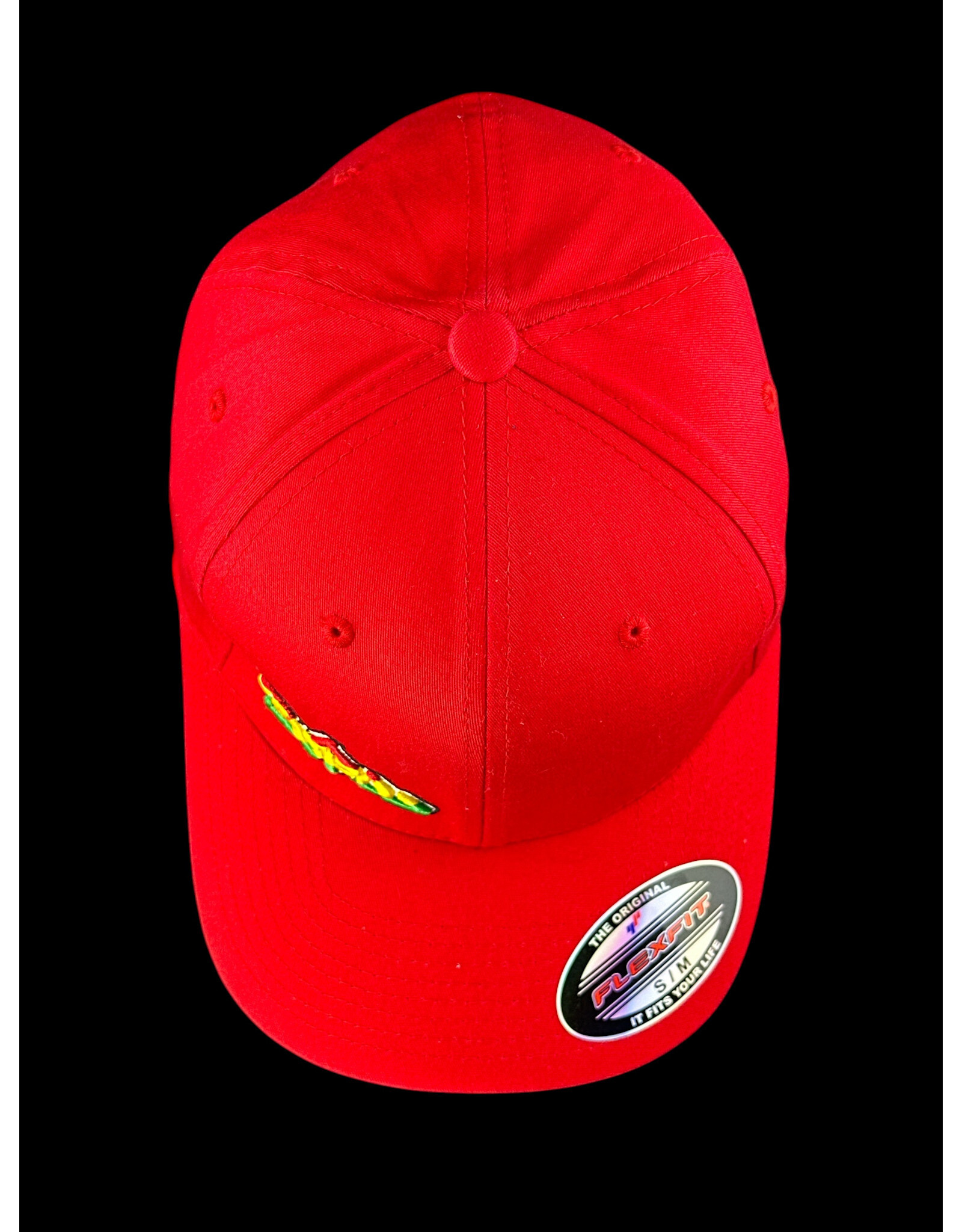 Borosyndicate Boro Red hat with rasta thread flexfit S / M