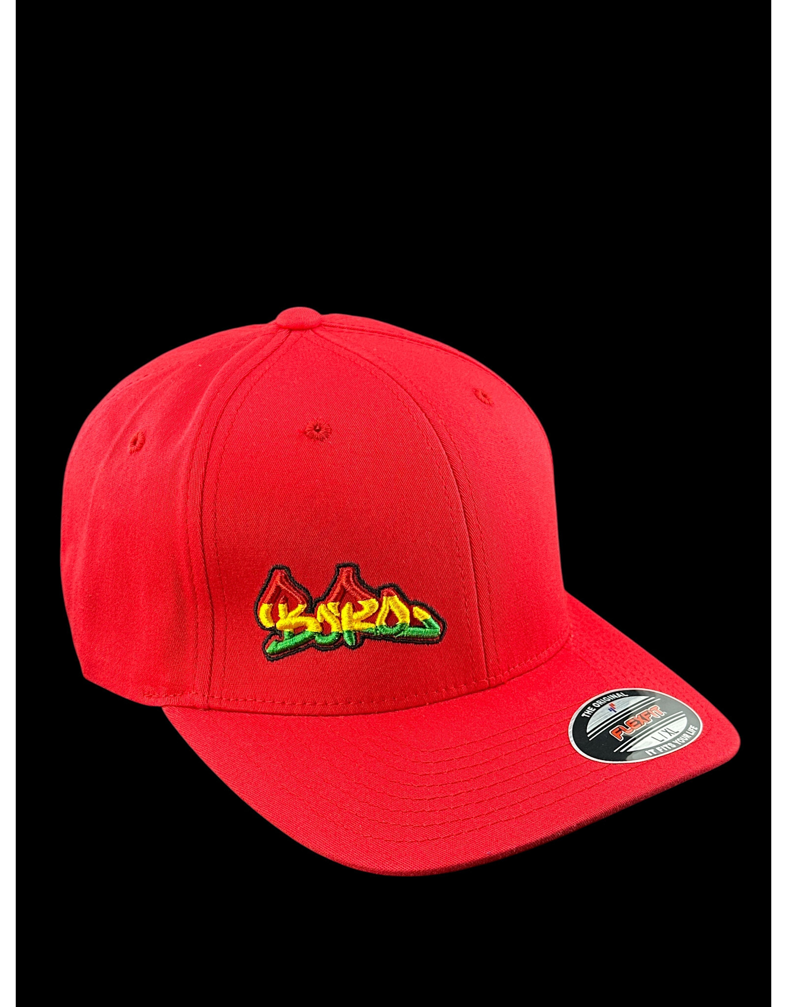 Borosyndicate Boro Red hat with rasta thread flexfit L / XL