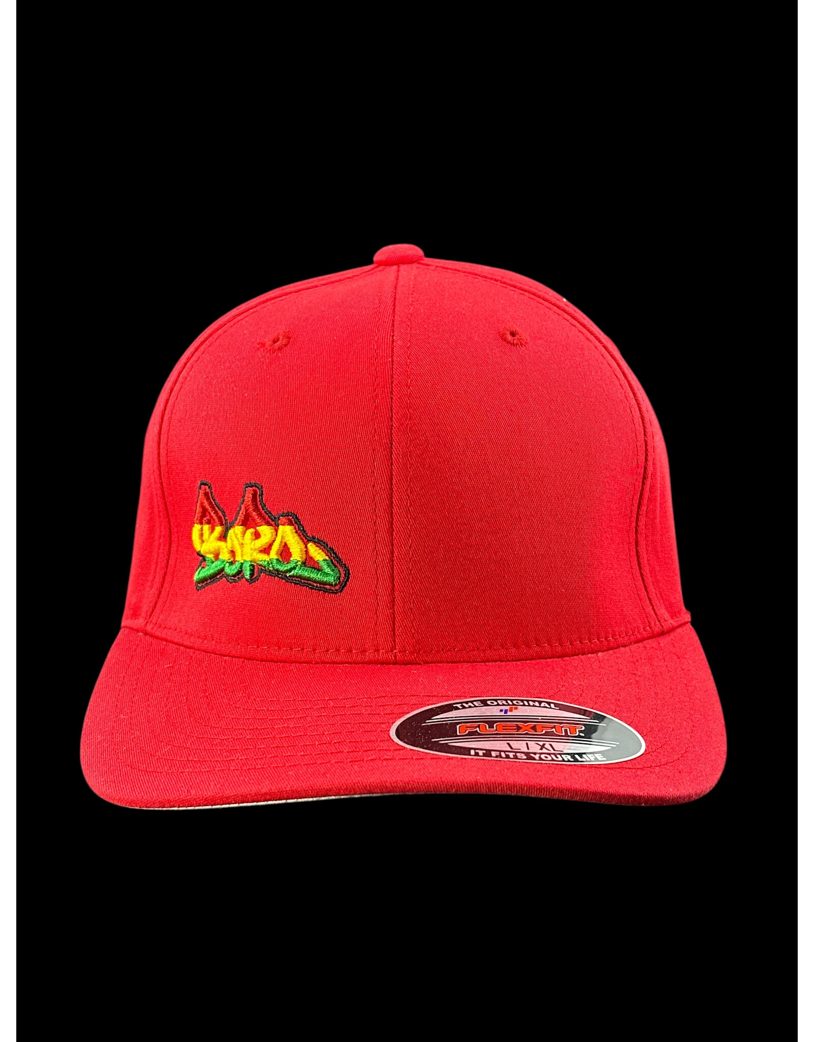 Borosyndicate Boro Red hat with rasta thread flexfit L / XL