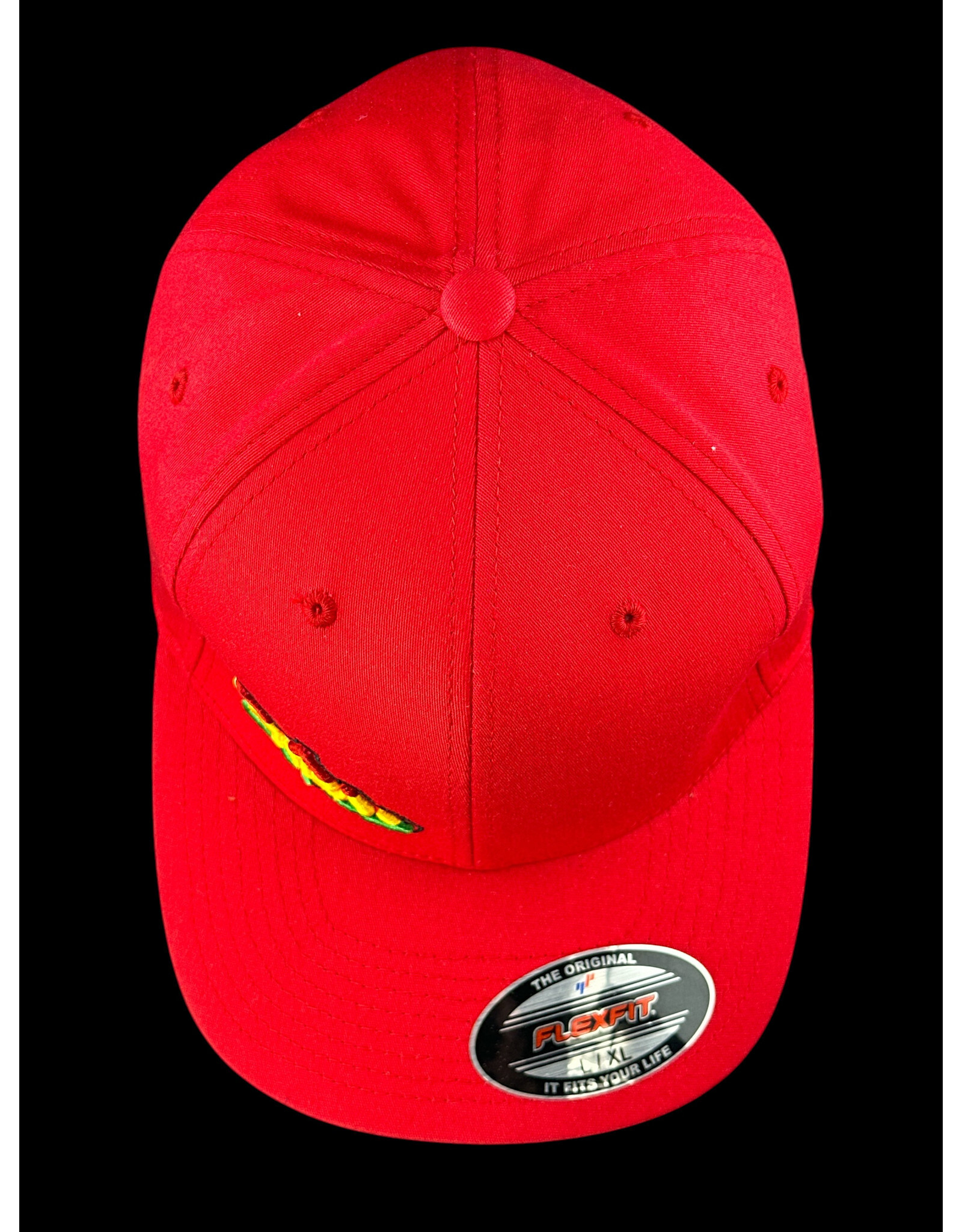 Borosyndicate Boro Red hat with rasta thread flexfit L / XL
