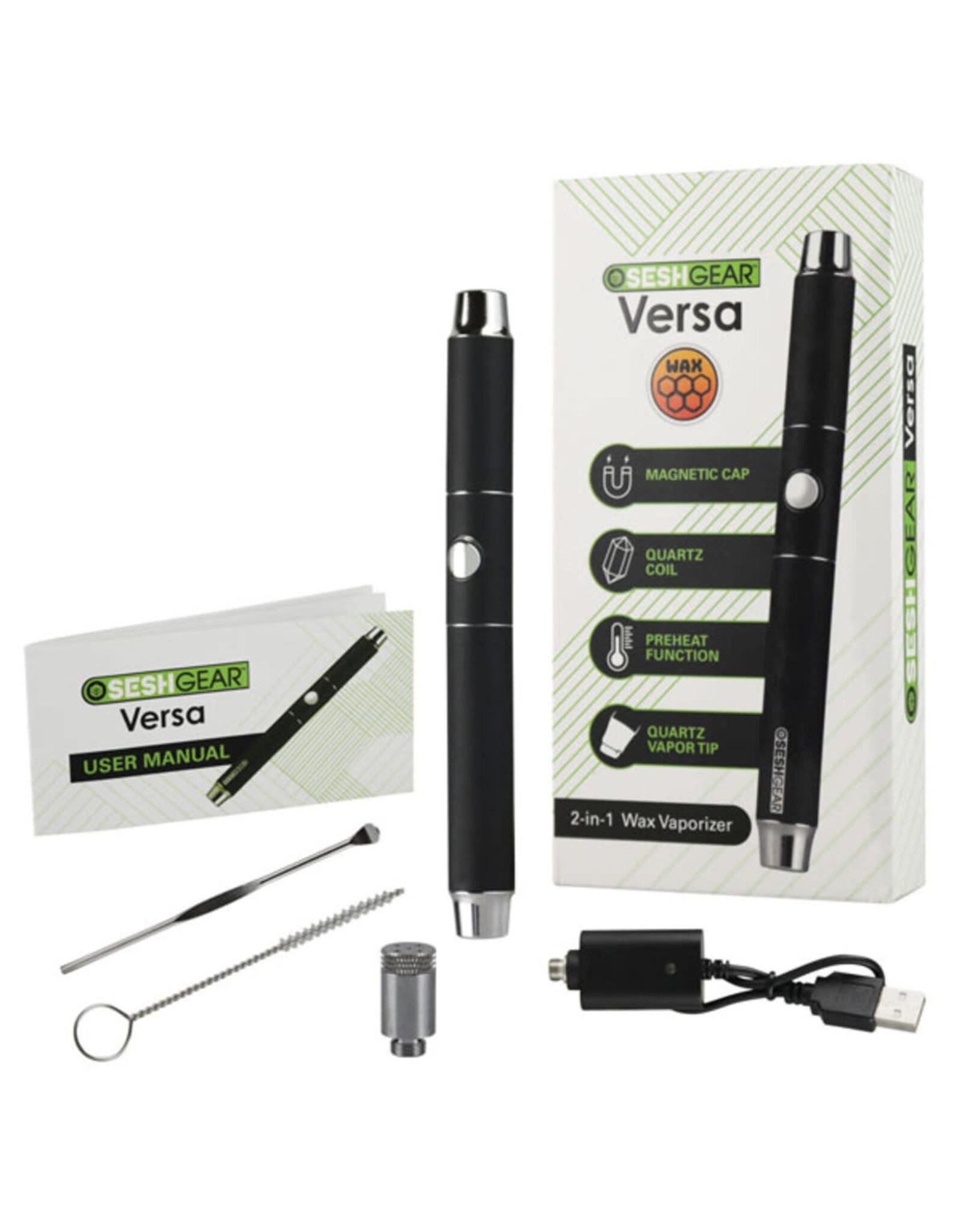sesh gear SeshGear Versa 2-in-1 Wax Pen Dab Straw Combo Black