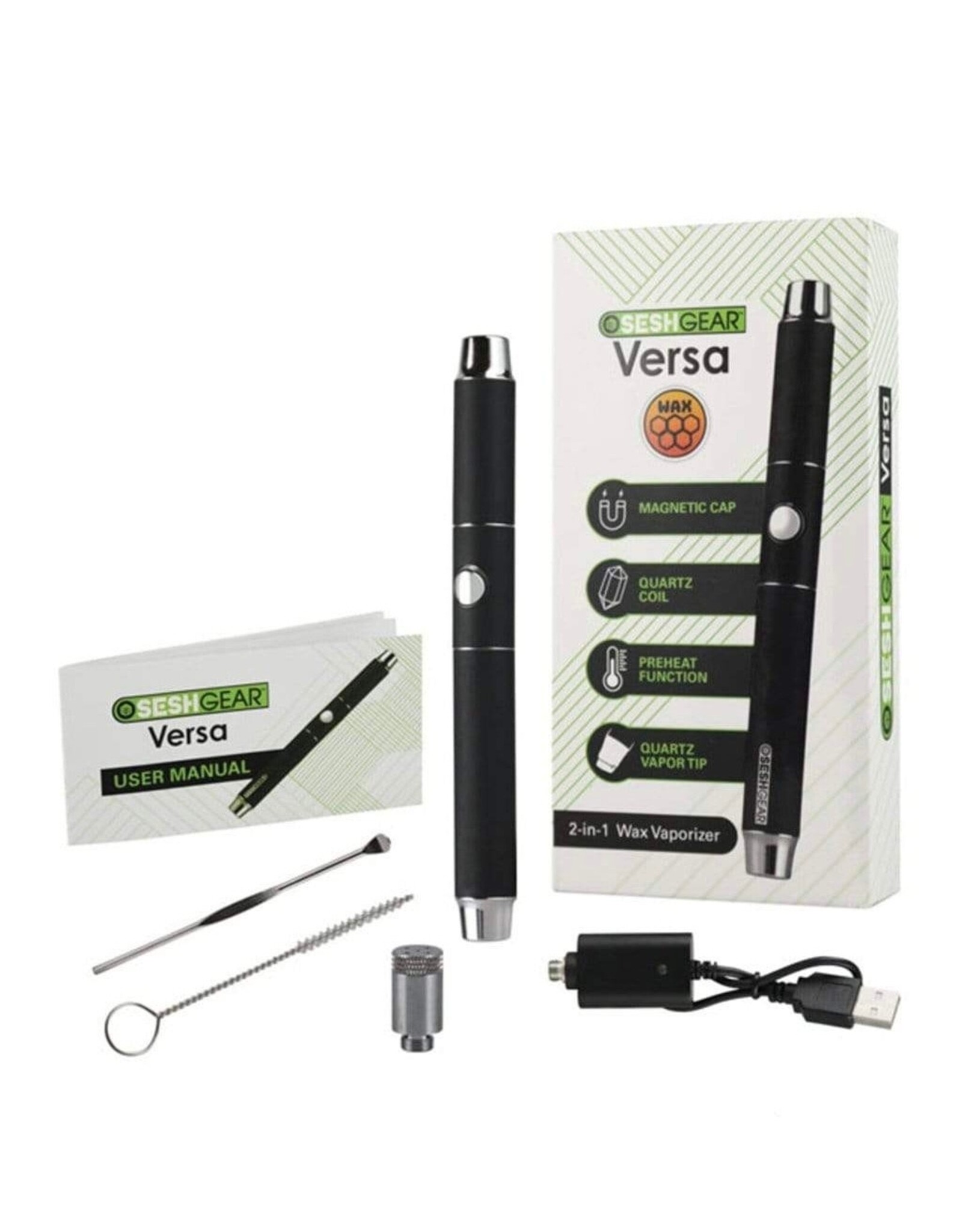 sesh gear SeshGear Versa 2-in-1 Wax Pen Dab Straw Combo Charcoal