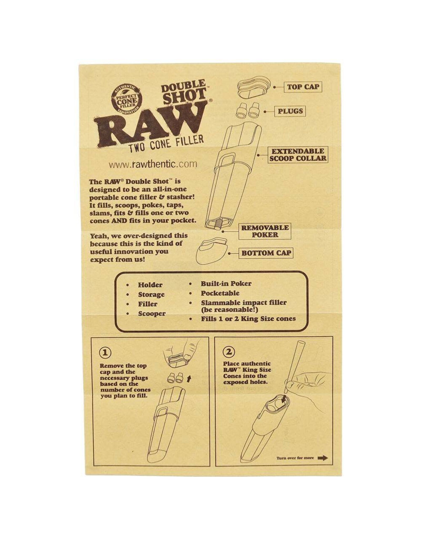 Raw Raw Double Shot Two King Size Cone Filler