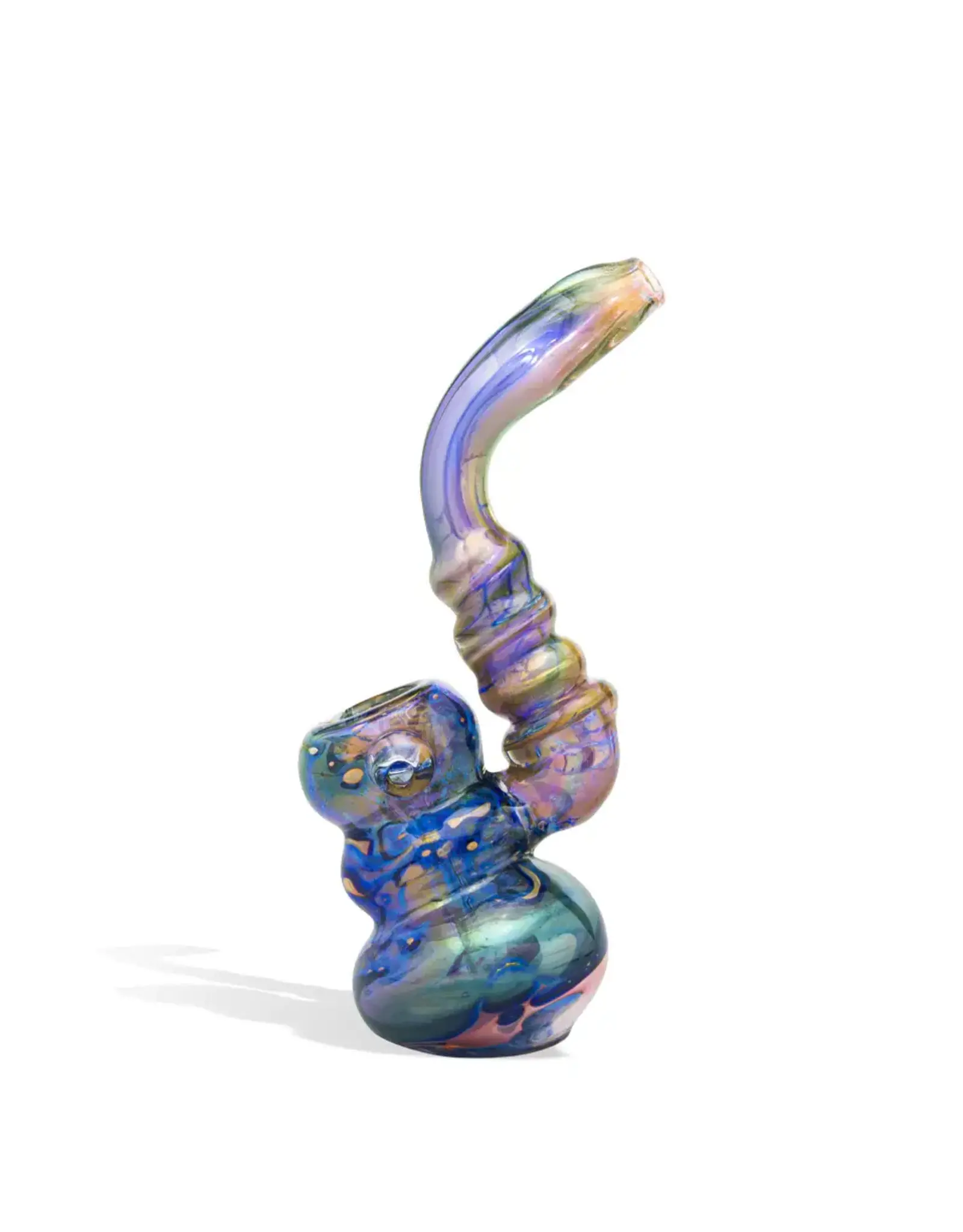 7 INCH DOUBLE GLASS COLORED BUBBLER