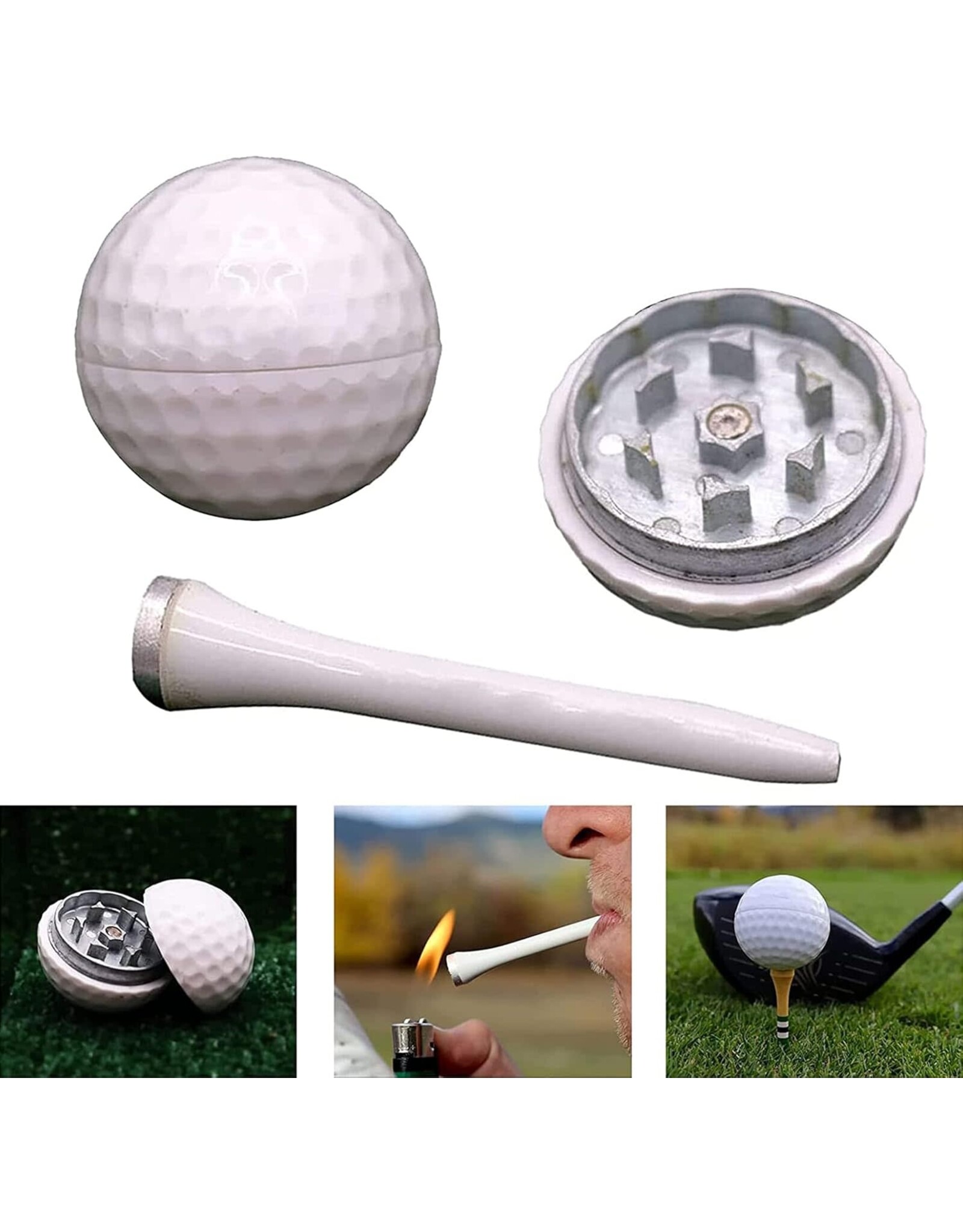 Golf Ball Grinder Set W/ Container And Chillum