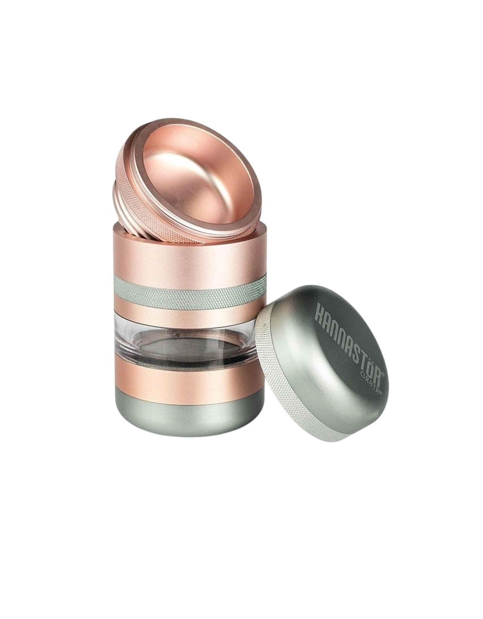 Kannastor Kannastör® GR8TR® V2 Series Jar Grinder Screen Chamber and Stainless Easy Change Screen™ Matte Rose Gold