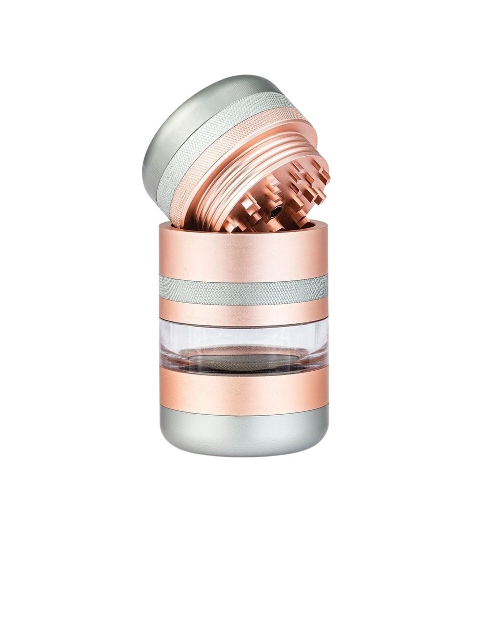 Kannastor Kannastör® GR8TR® V2 Series Jar Grinder Screen Chamber and Stainless Easy Change Screen™ Matte Rose Gold