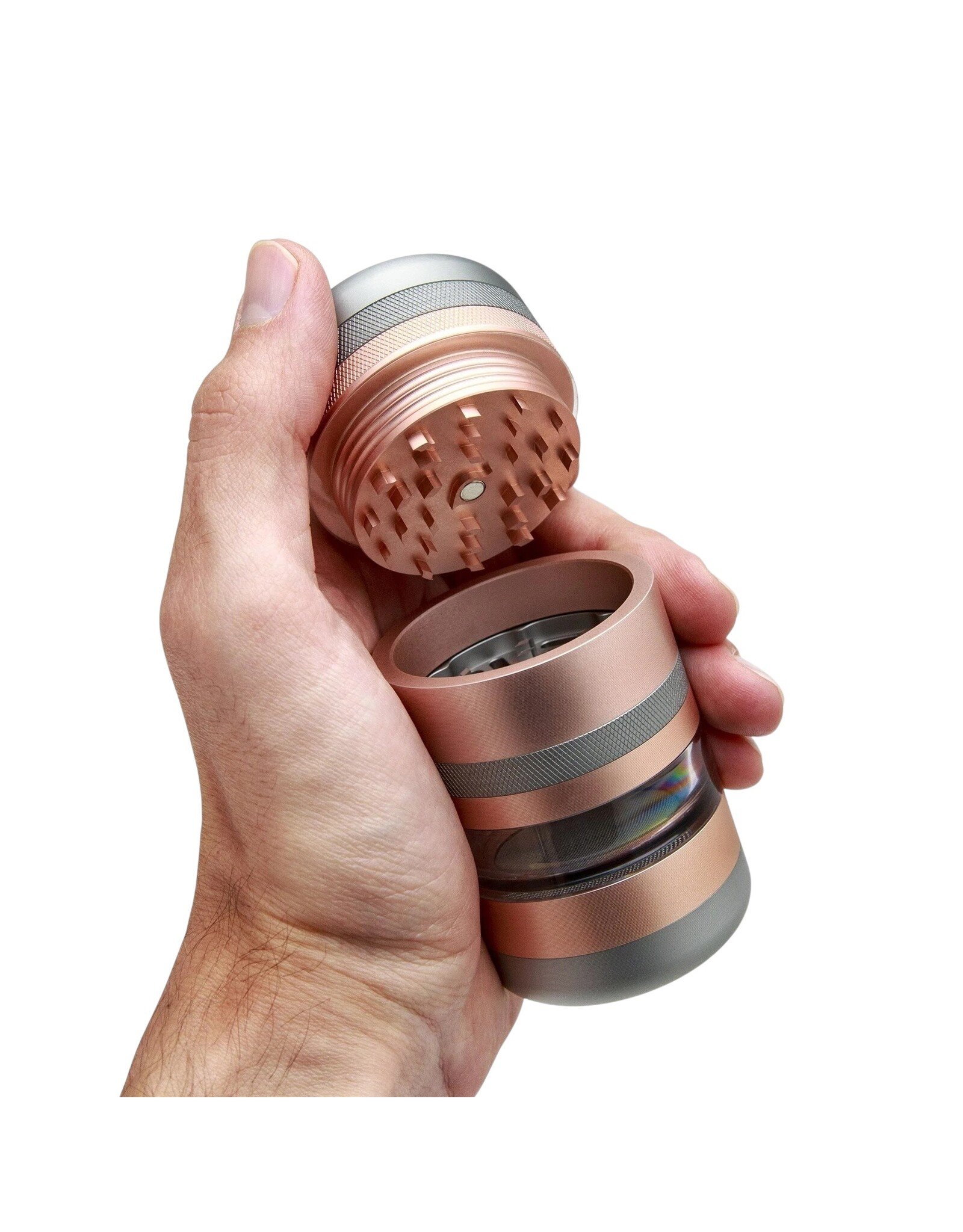 Kannastor Kannastör® GR8TR® V2 Series Jar Grinder Screen Chamber and Stainless Easy Change Screen™ Matte Rose Gold