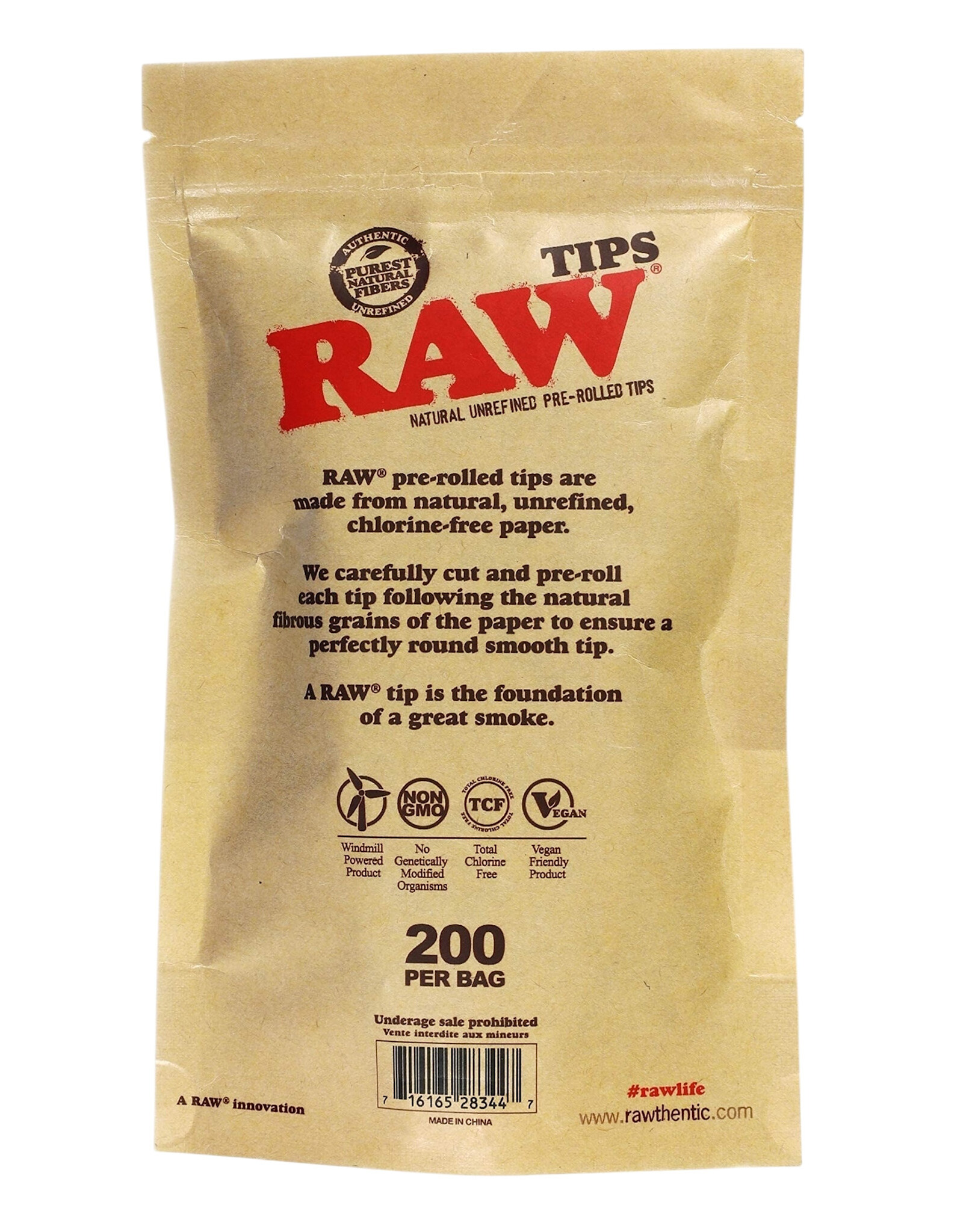 Raw Raw Pre Rolled Tips 200pc Bag