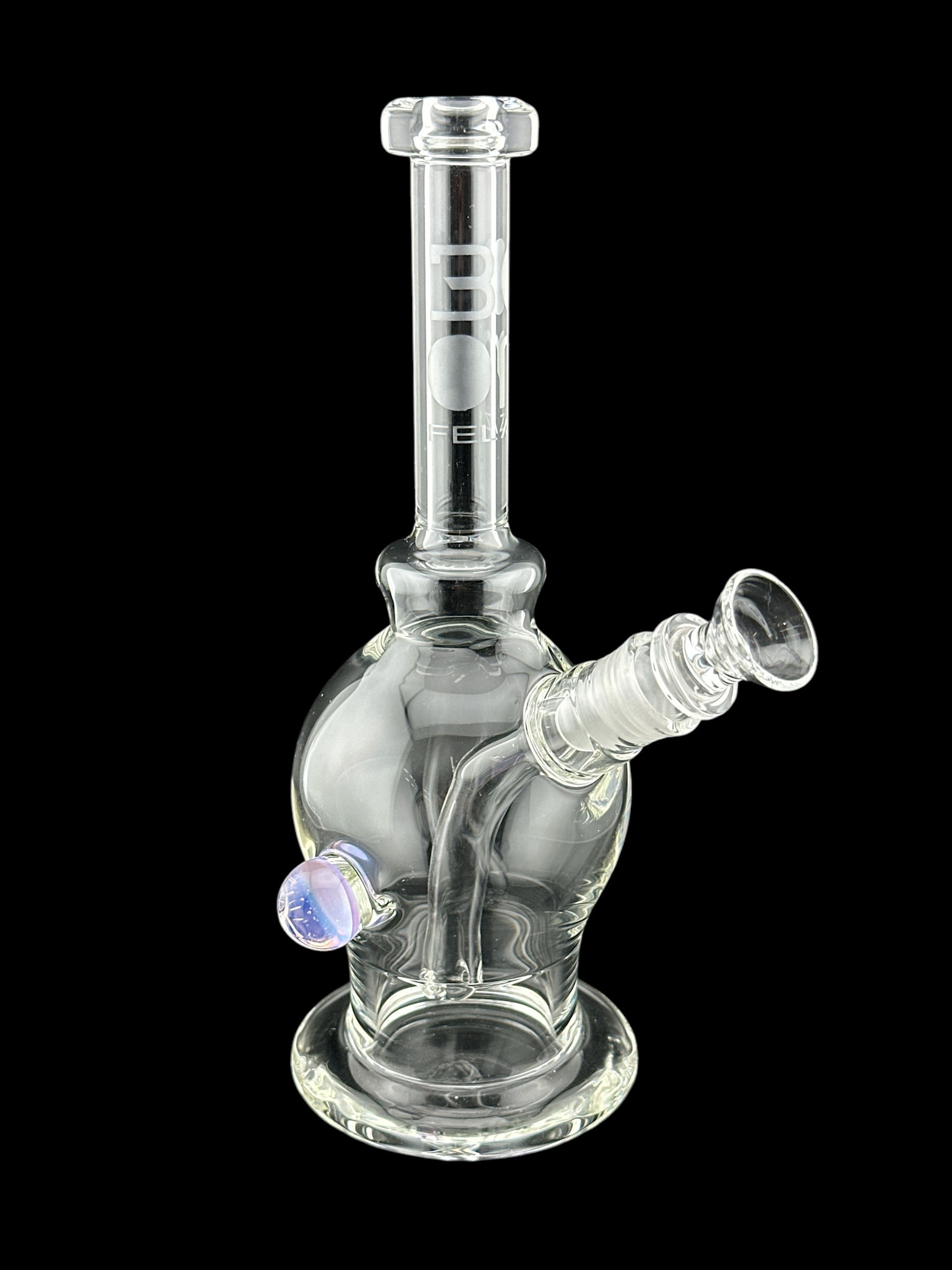 Boom Mini Round Bottom Fixed With Purple Marble - Borosyndicate