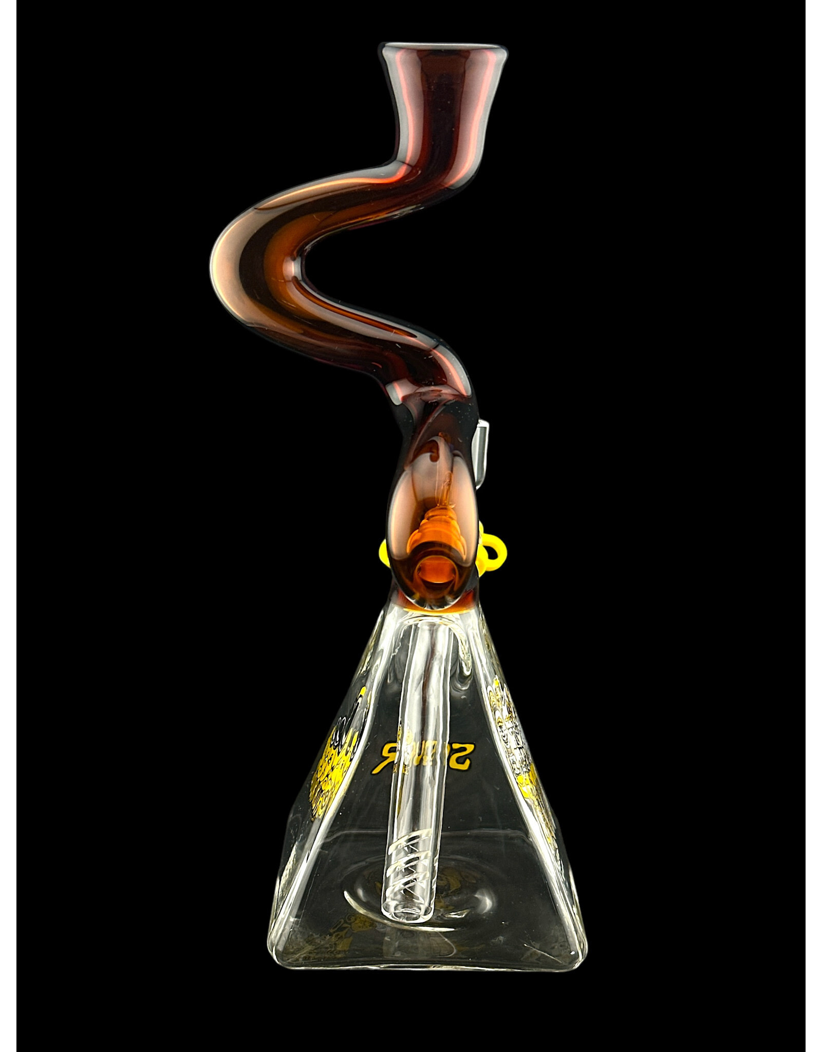 Sour Glass Triangle 2 Kink Amber Water Pipe Sour Glass