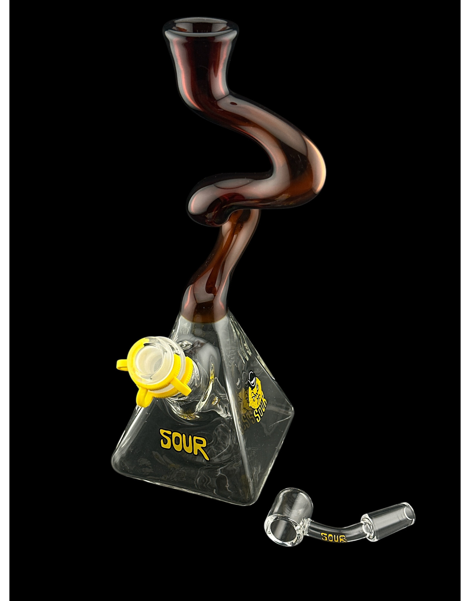 Sour Glass Triangle 2 Kink Amber Water Pipe Sour Glass