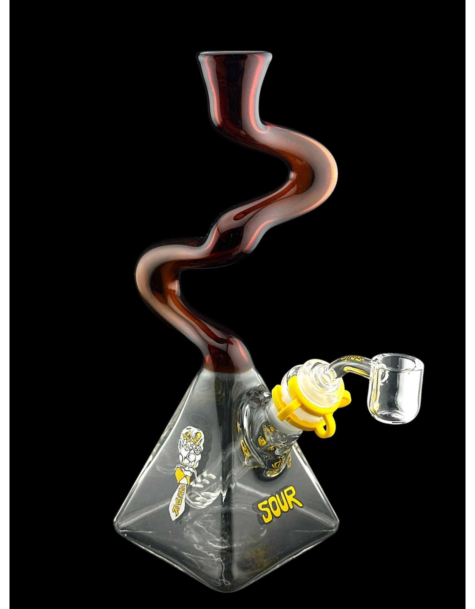 Sour Glass Triangle 2 Kink Amber Water Pipe Sour Glass