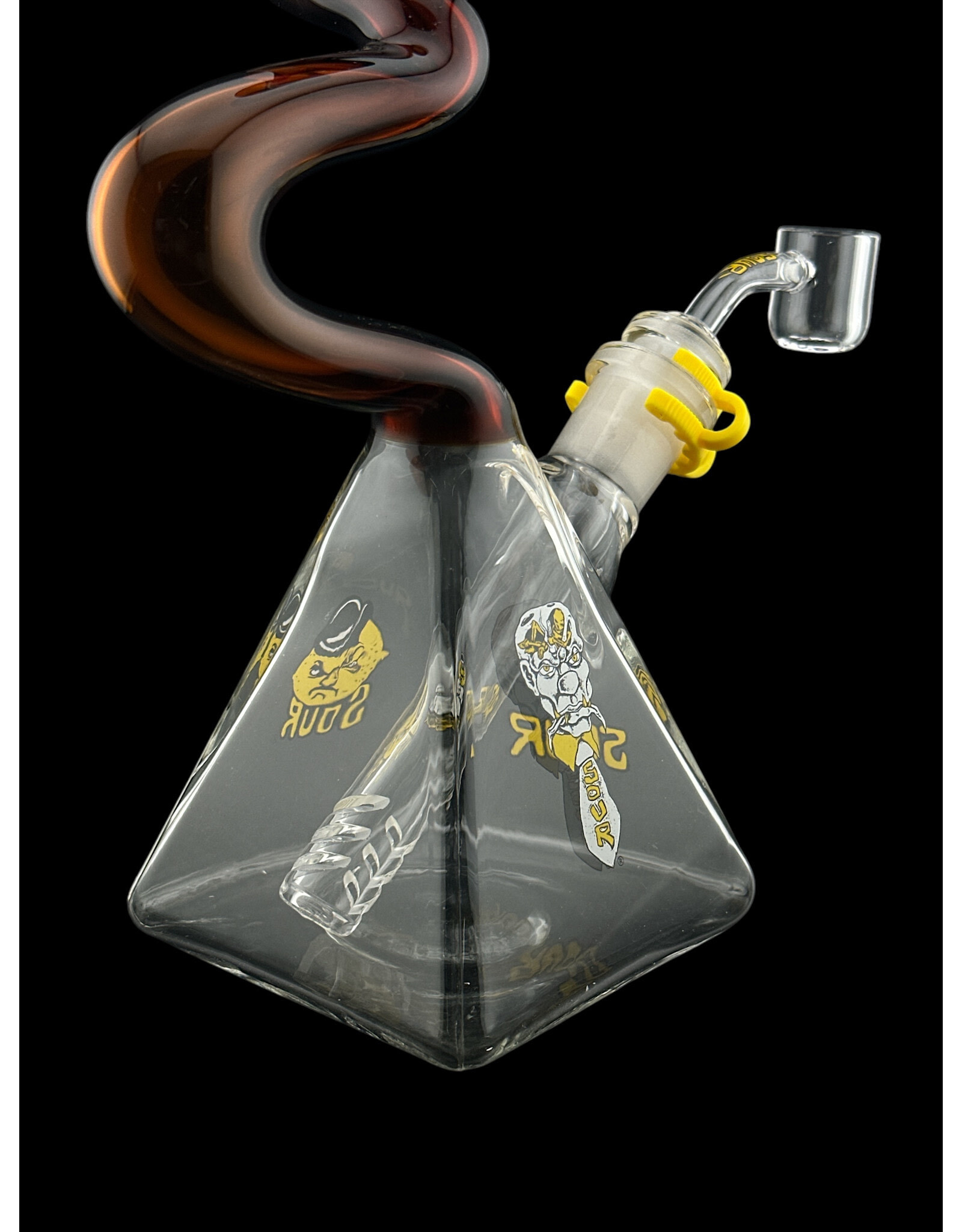Sour Glass Triangle 2 Kink Amber Water Pipe Sour Glass