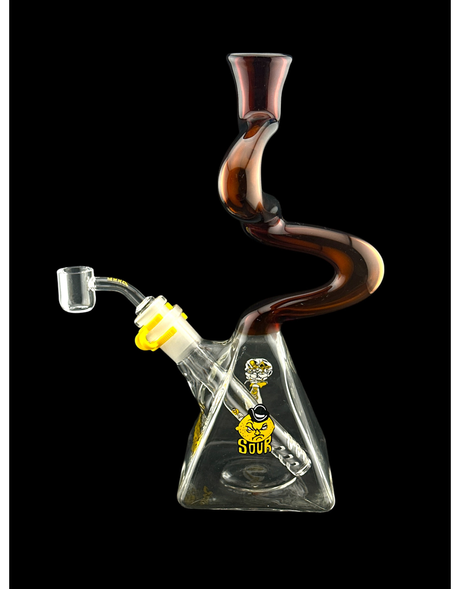 Sour Glass Triangle 2 Kink Amber Water Pipe Sour Glass