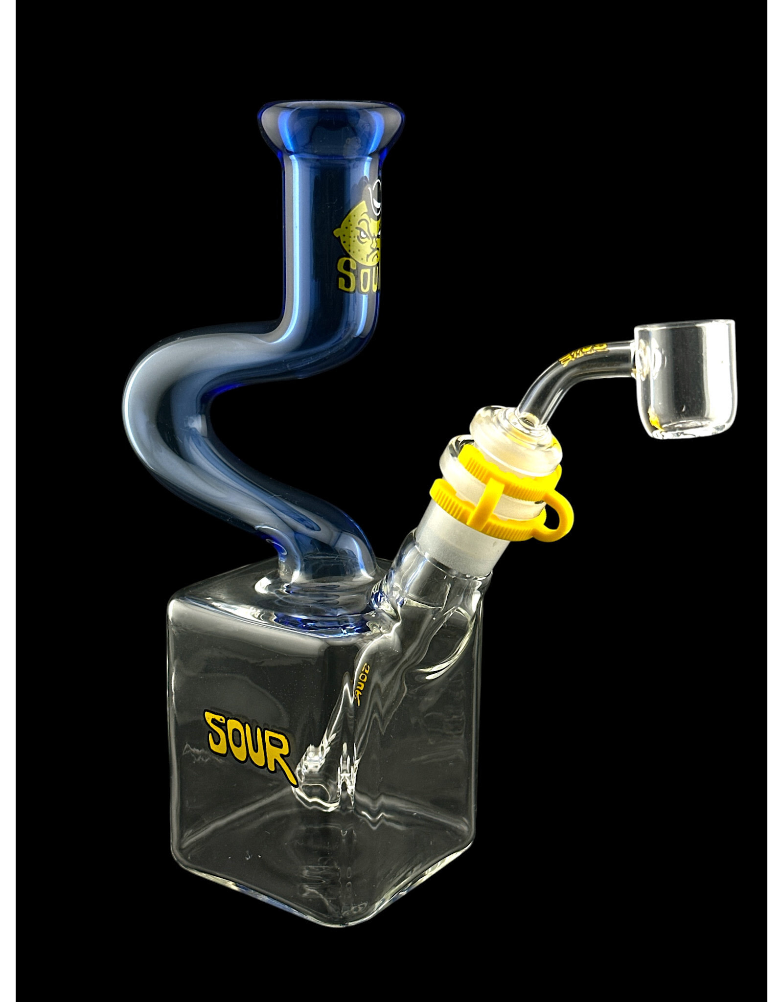 Sour Glass Sour Glass Small Blue Cube 1 Kink Water Pipe