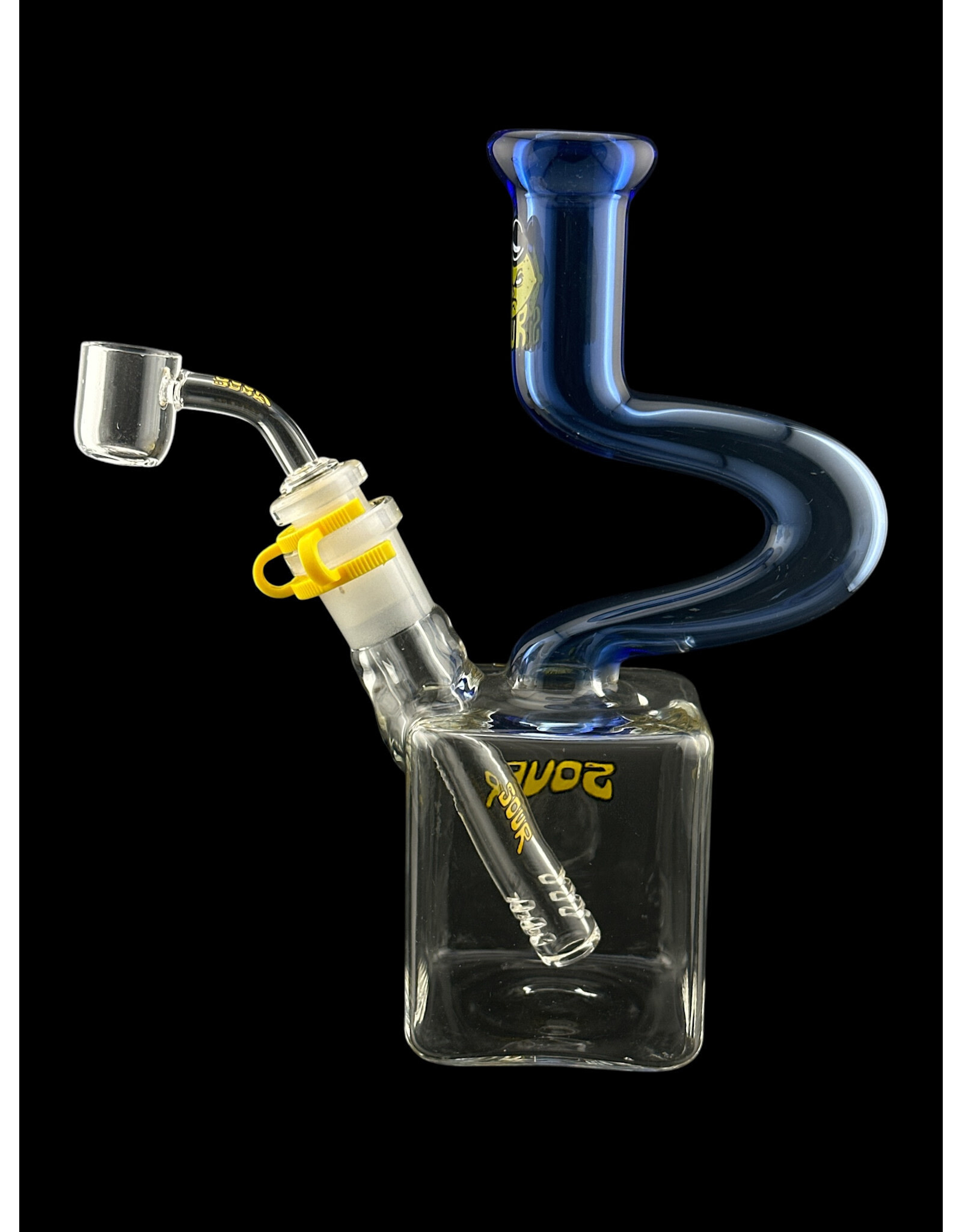 Sour Glass Sour Glass Small Blue Cube 1 Kink Water Pipe