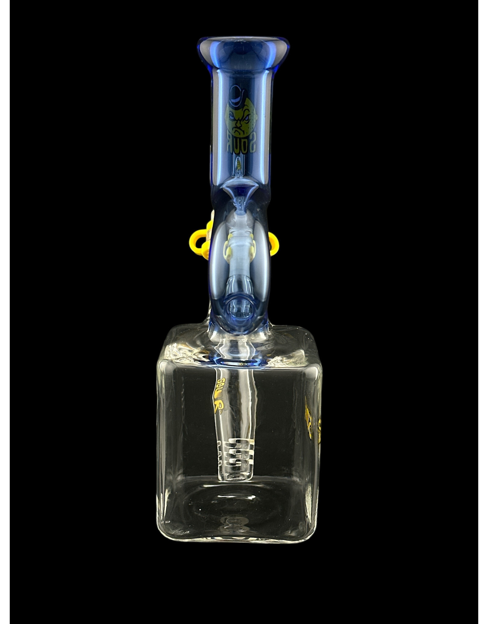 Sour Glass Sour Glass Small Blue Cube 1 Kink Water Pipe
