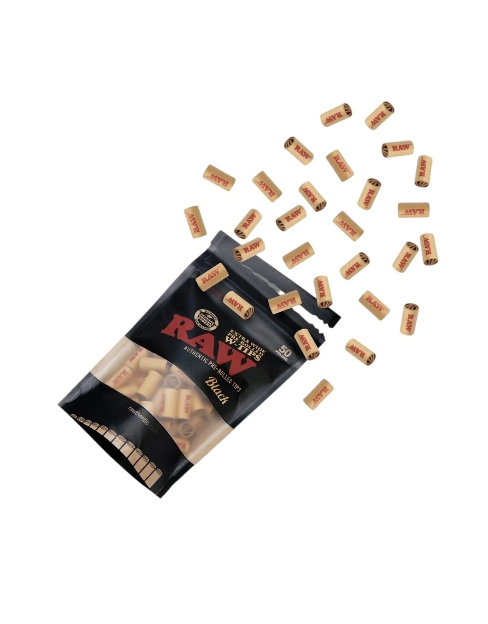 Raw Raw Black Extra Wide Pre-Rolled Tips 50 Count