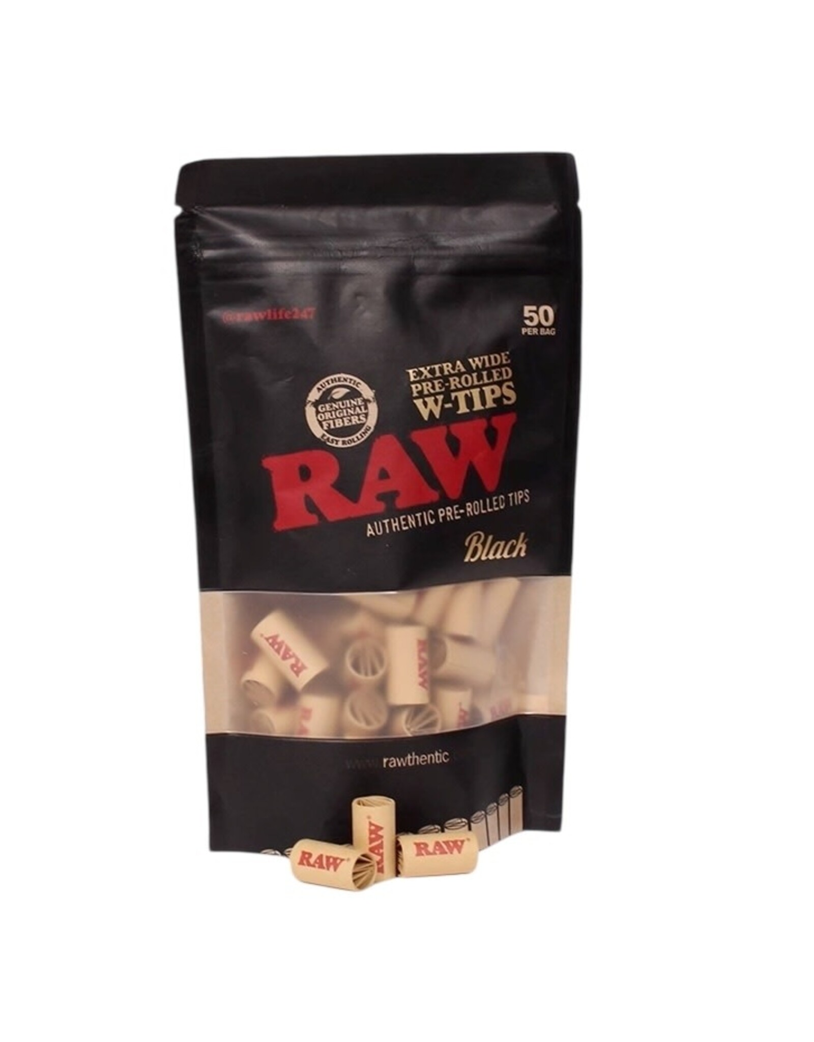 Raw Raw Black Extra Wide Pre-Rolled Tips 50 Count
