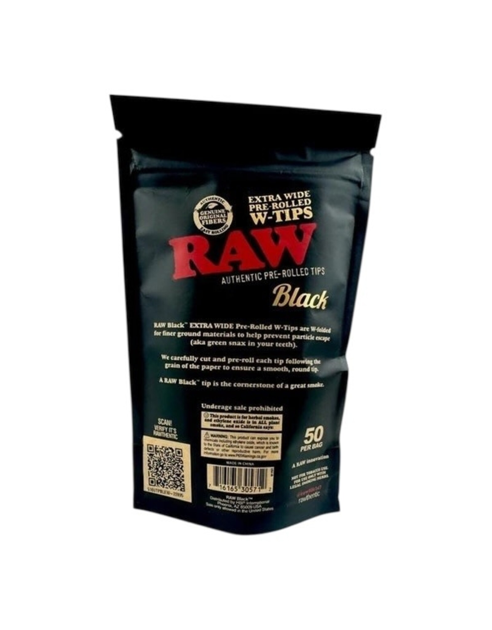 Raw Raw Black Extra Wide Pre-Rolled Tips 50 Count