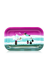 STR8 STR8 METAL ROLLING TRAY - STONEY PENGUINS - SMALL 11.5 X 7.2 X 0.75 INCHES