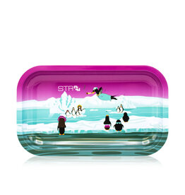 STR8 STR8 METAL ROLLING TRAY - STONEY PENGUINS - SMALL 11.5 X 7.2 X 0.75 INCHES