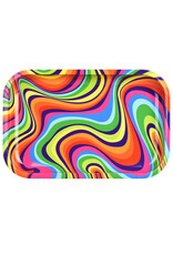Pulsar Rainbow Swirl Metal Rolling Tray | 11" x 7"