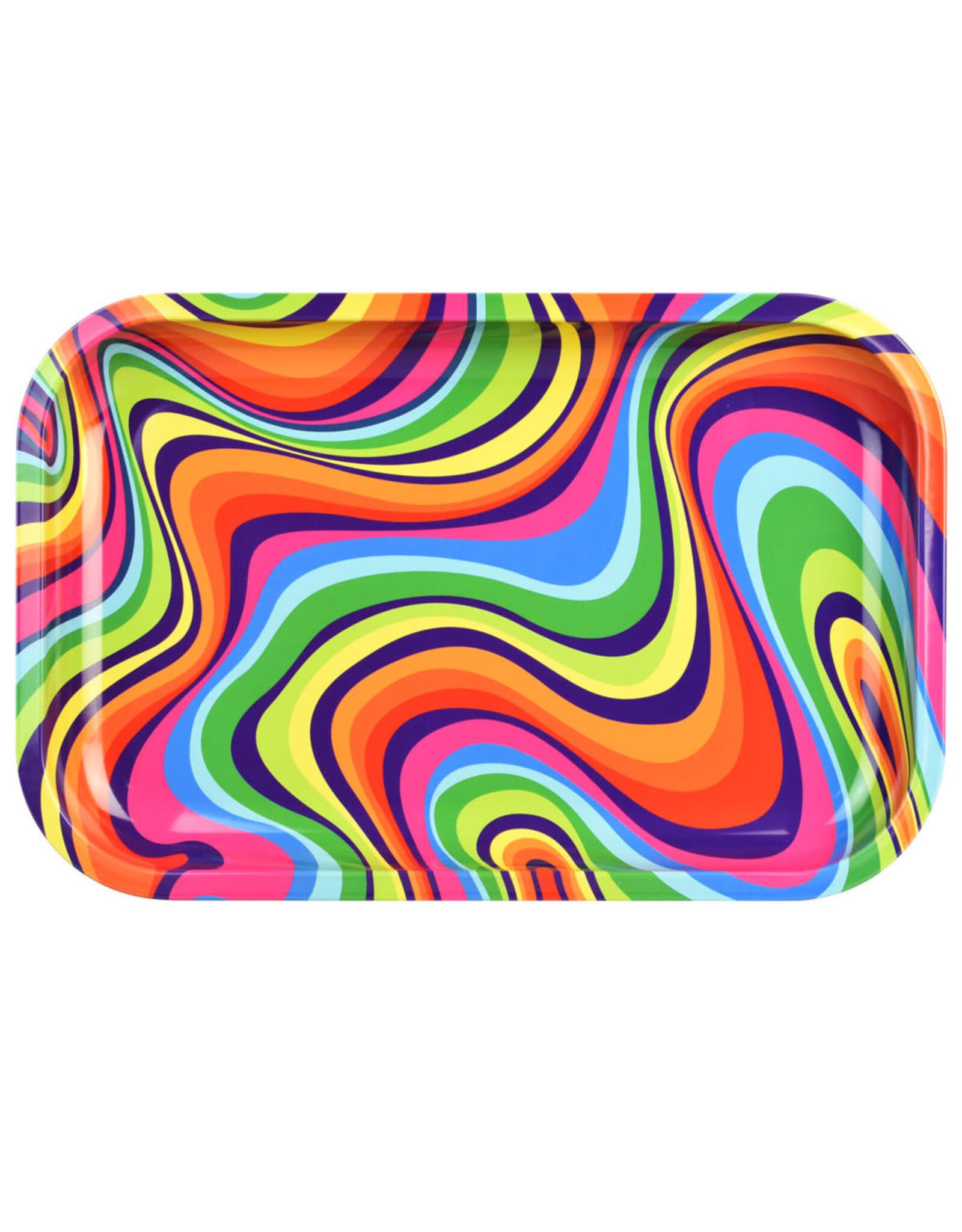 Pulsar Rainbow Swirl Metal Rolling Tray | 11" x 7"