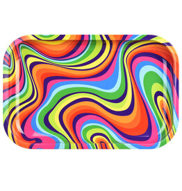 Pulsar Rainbow Swirl Metal Rolling Tray | 11" x 7"