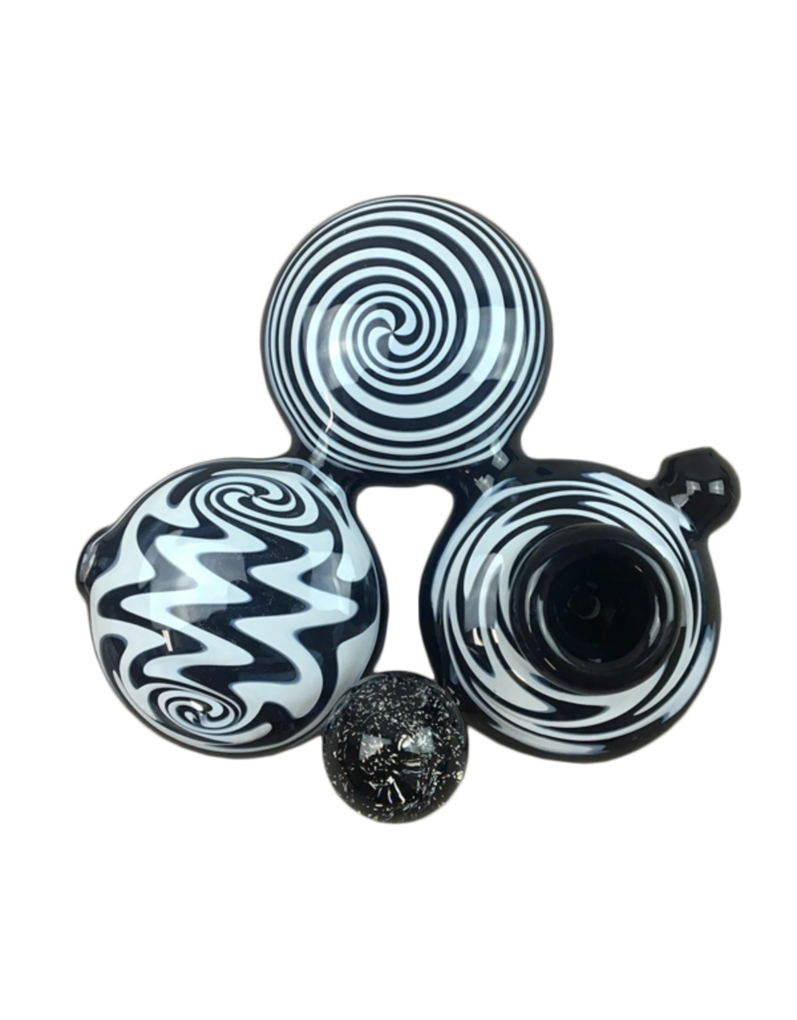 Alien flower monkey Triple Flat Disc  Black and White