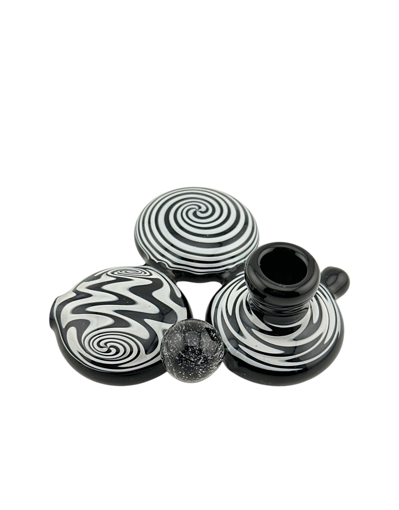 Alien flower monkey Triple Flat Disc  Black and White