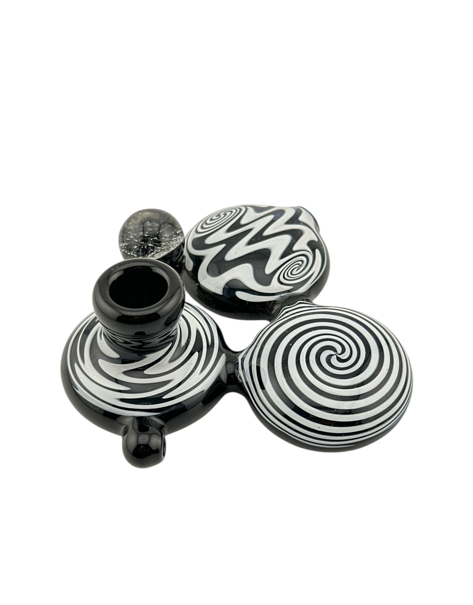 Alien flower monkey Triple Flat Disc  Black and White
