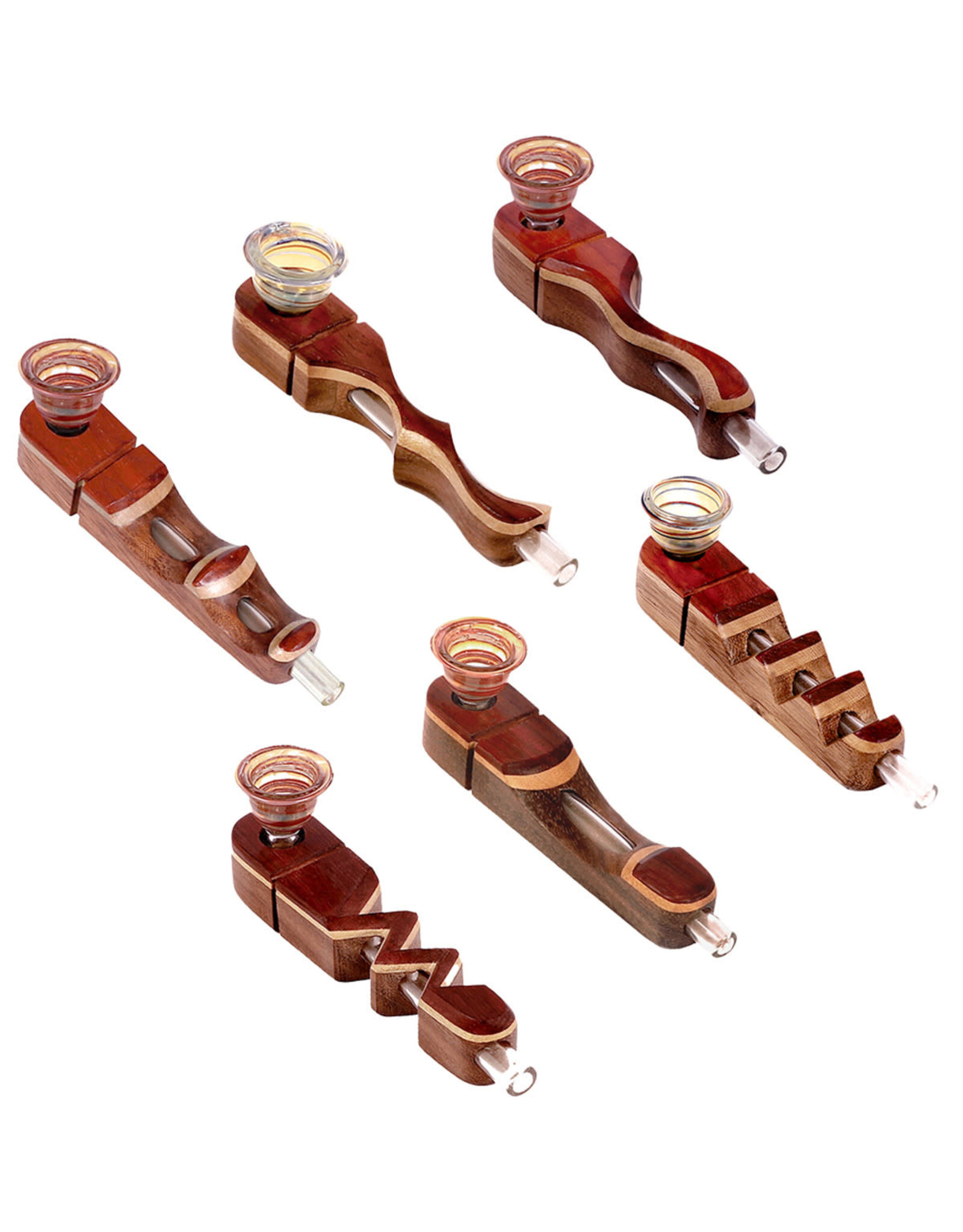 Laminated Wood & Glass Hybrid Pipe | 4.75" | Styles Vary