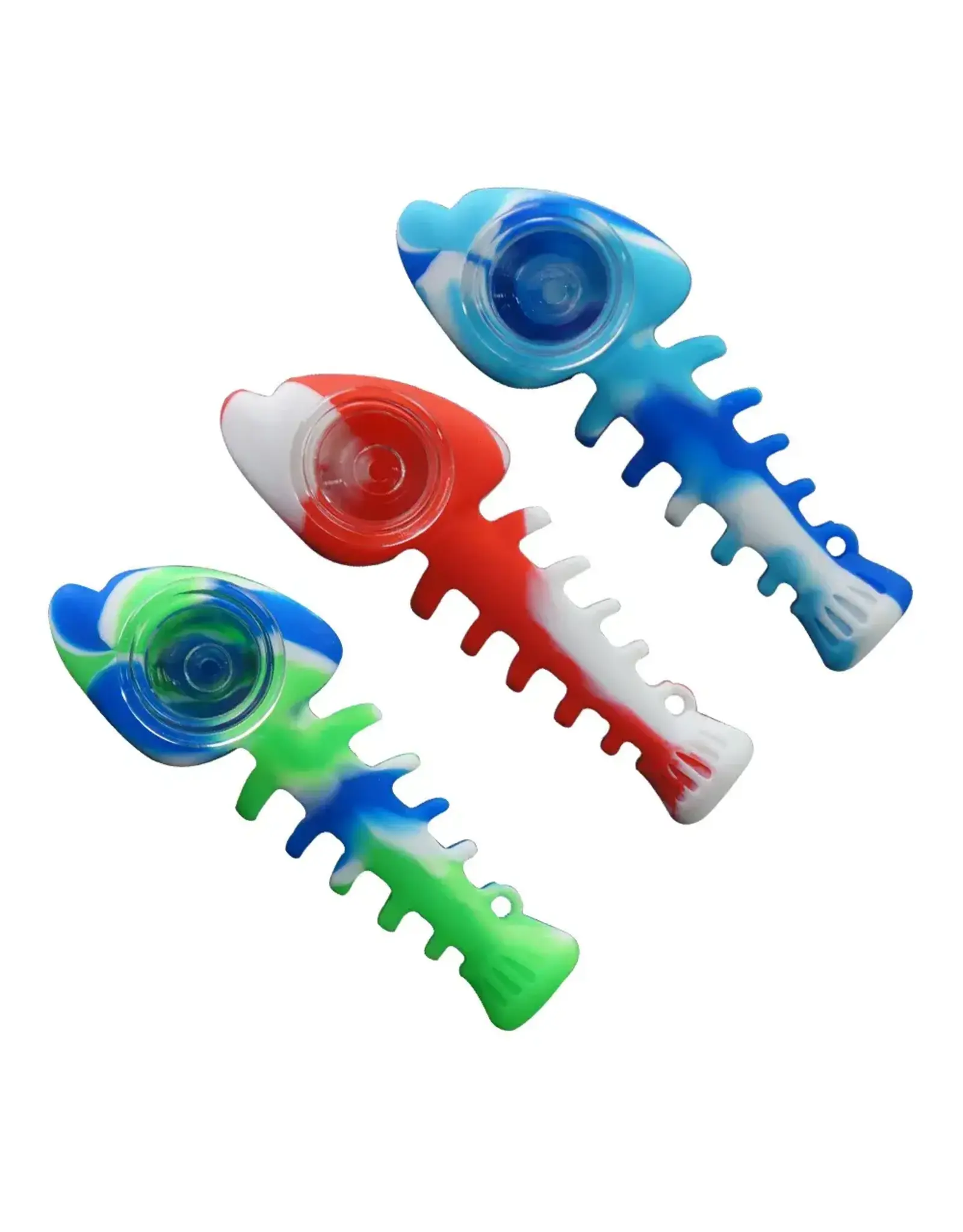 Fishbone Silicone Hand Pipe 4.3" Assorted Color