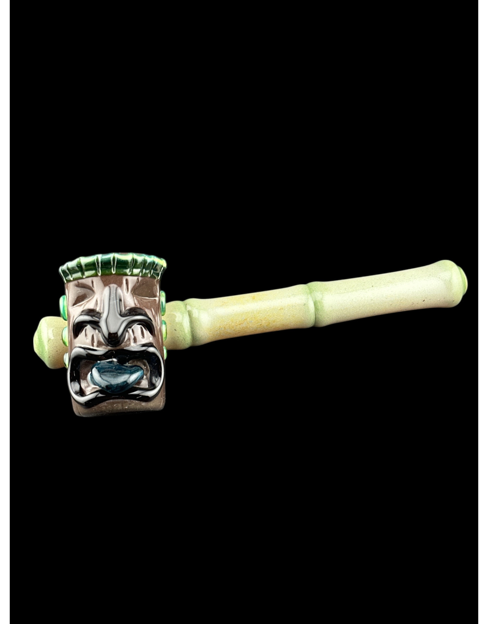 Don Chile Ortega Glass Bamboo Tiki Head Dry Pipe