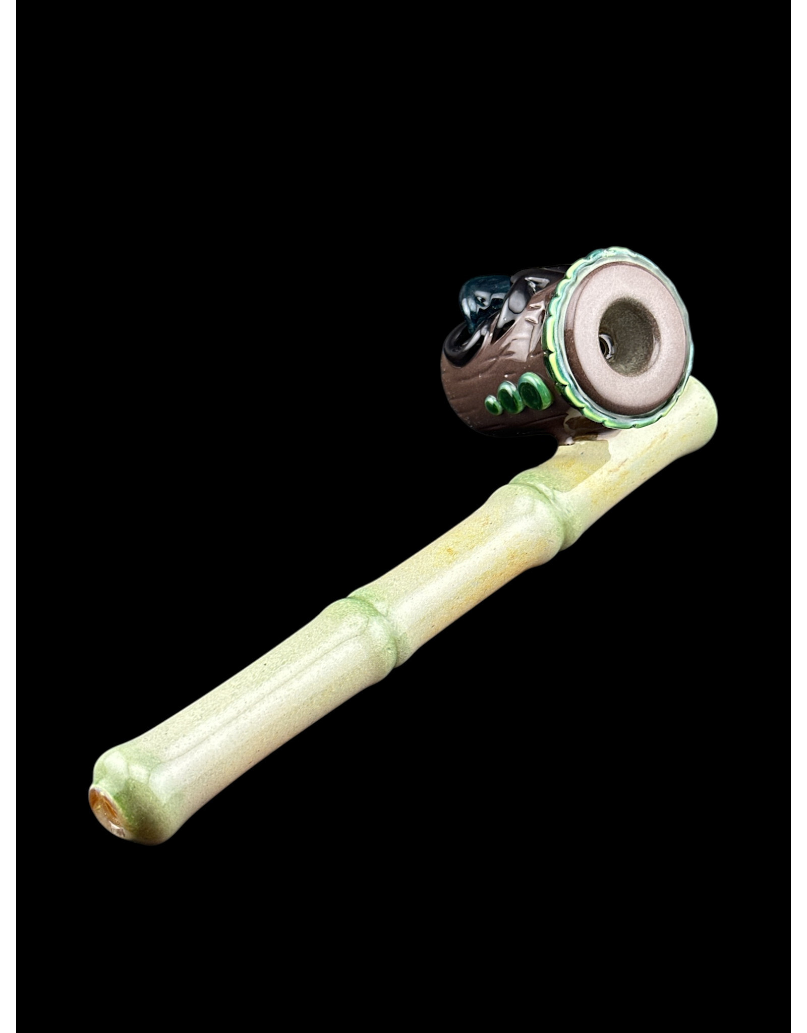 Don Chile Ortega Glass Bamboo Tiki Head Dry Pipe