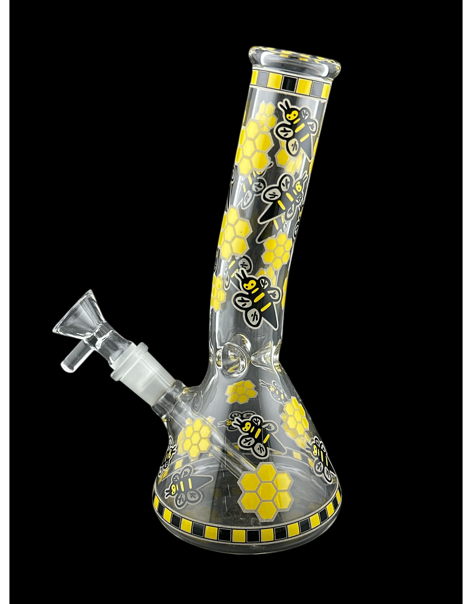 Hypnotized Glass 8" Bee label Glow Beaker