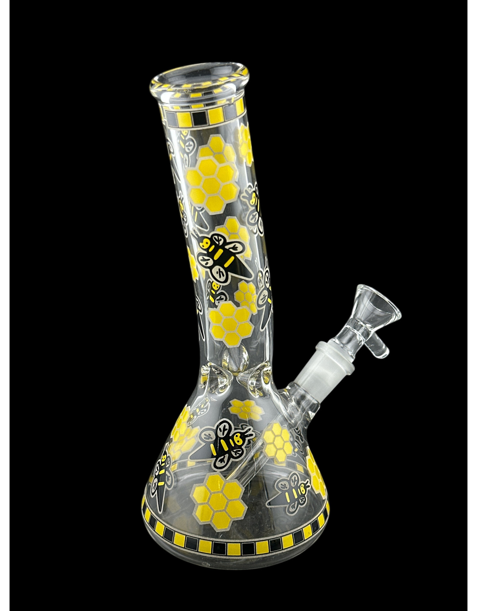 Hypnotized Glass 8" Bee label Glow Beaker