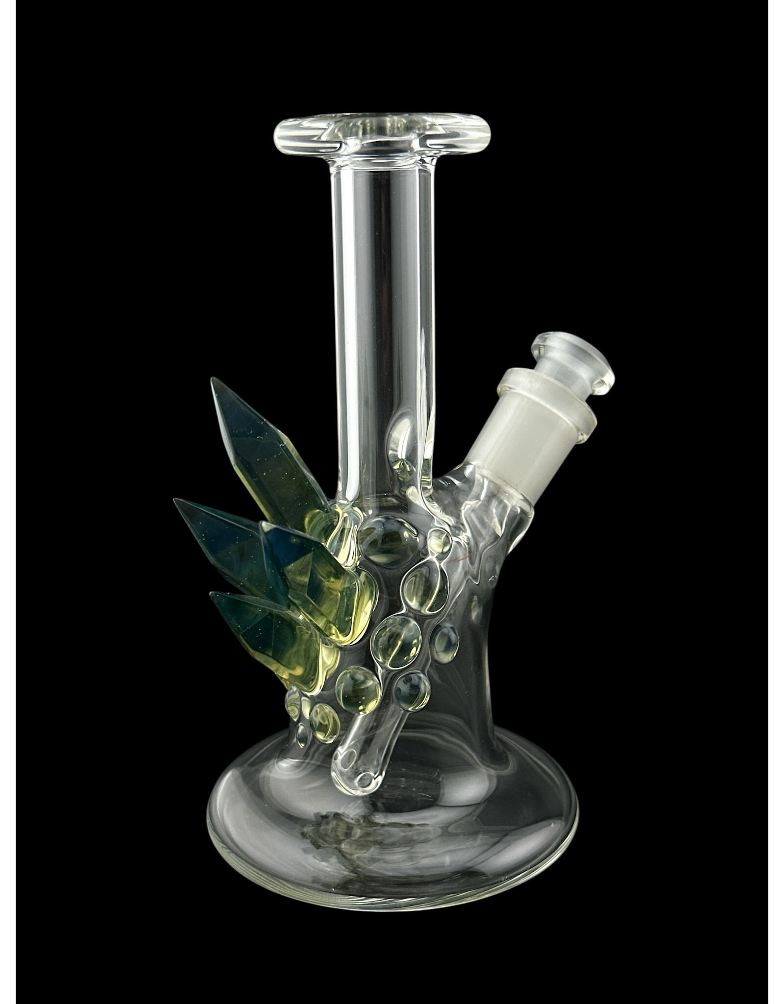 Based Glass Clear With Smoke Green Crystal Growth Mini Beaker With Matching Carb Cap