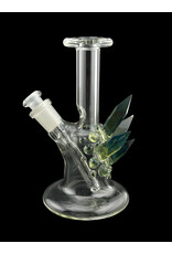 Based Glass Clear With Smoke Green Crystal Growth Mini Beaker With Matching Carb Cap