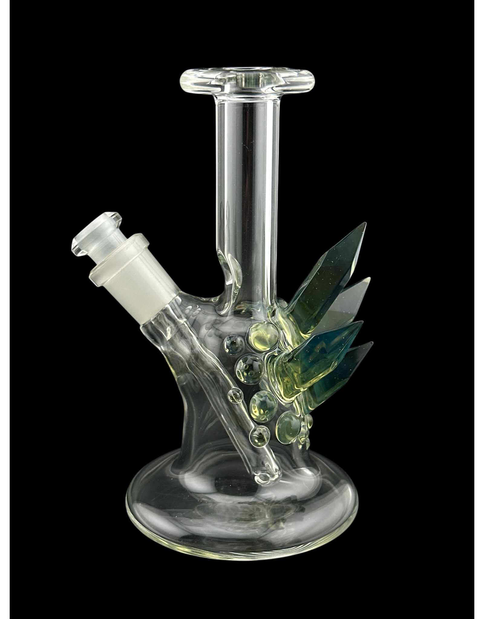 Based Glass Clear With Smoke Green Crystal Growth Mini Beaker With Matching Carb Cap