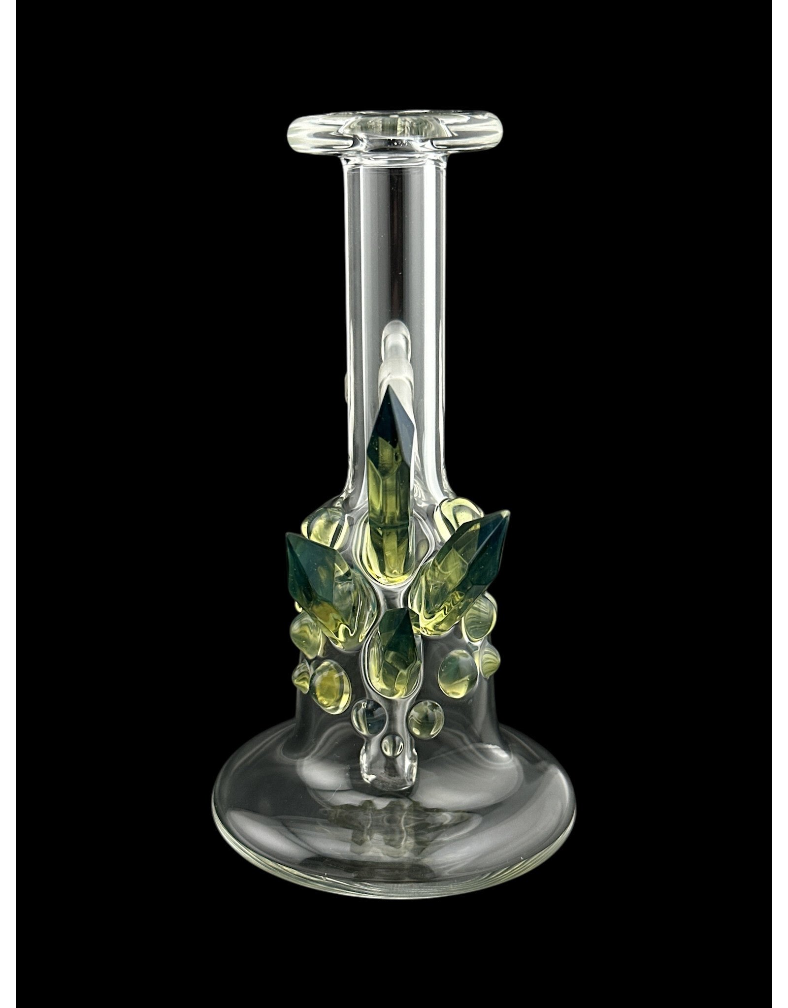 Based Glass Clear With Green Crystal Growth Mini Beaker With Matching Carb Cap