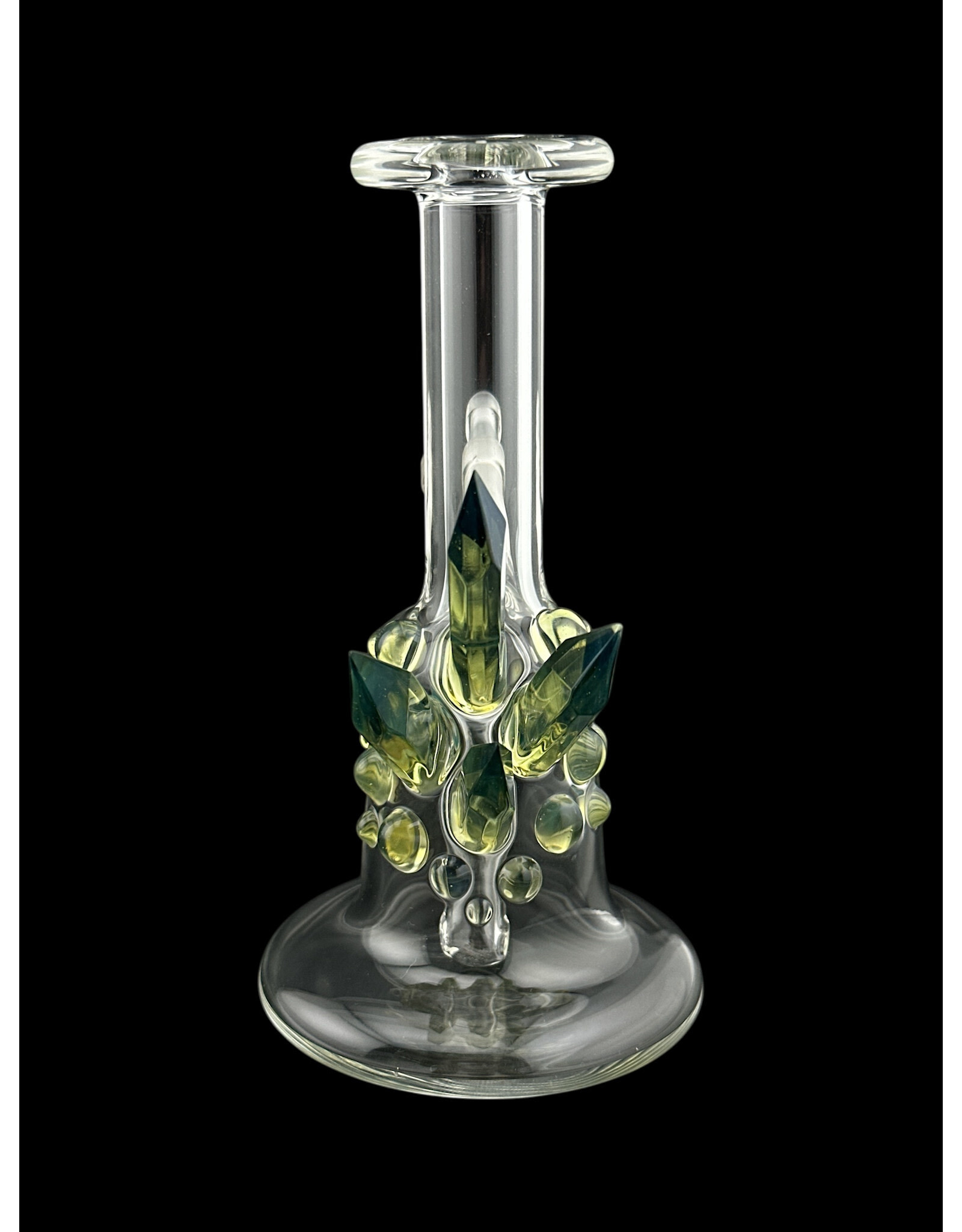 Based Glass Clear With Smoke Green Crystal Growth Mini Beaker With Matching Carb Cap