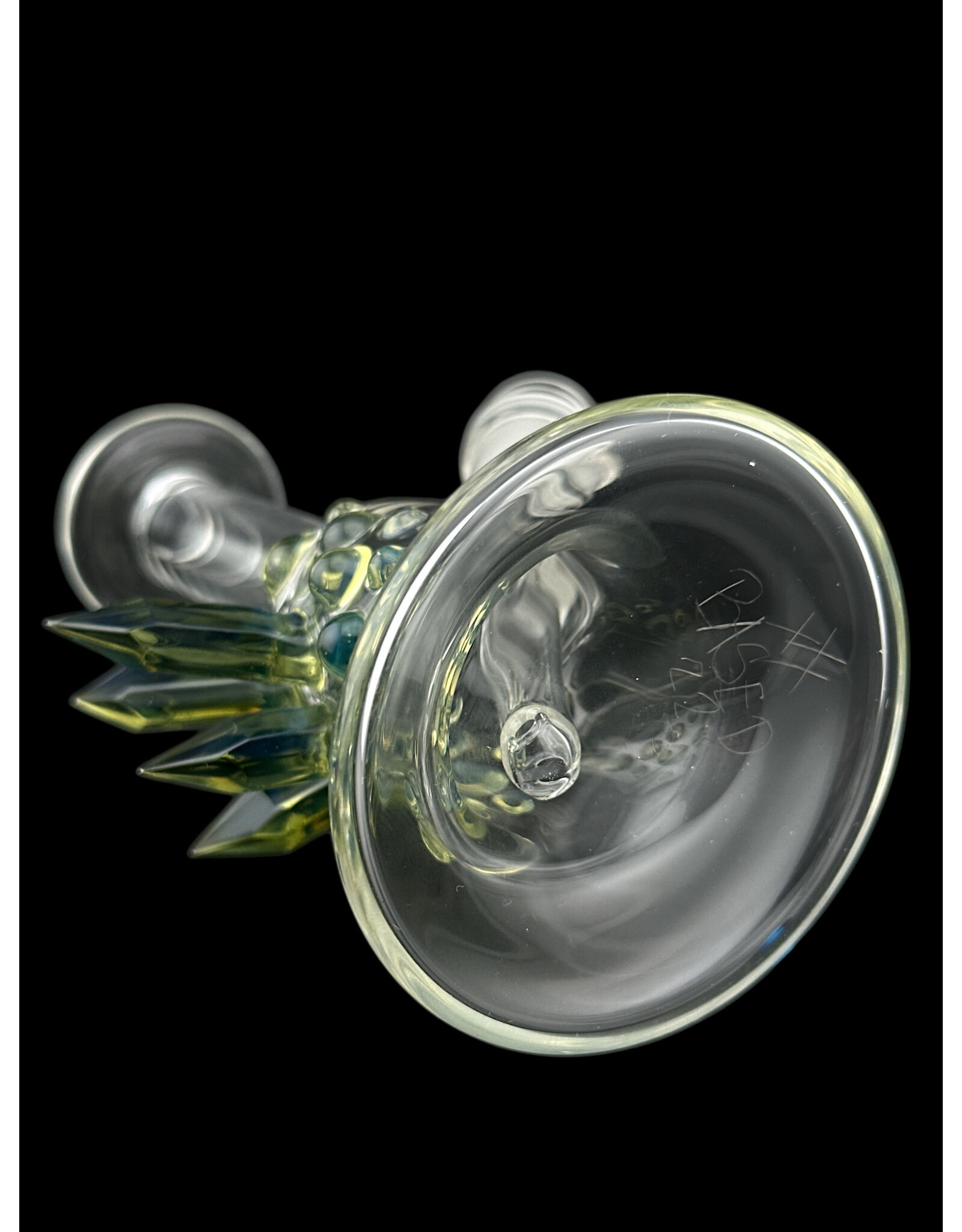 Based Glass Clear With Smoke Green Crystal Growth Mini Beaker With Matching Carb Cap
